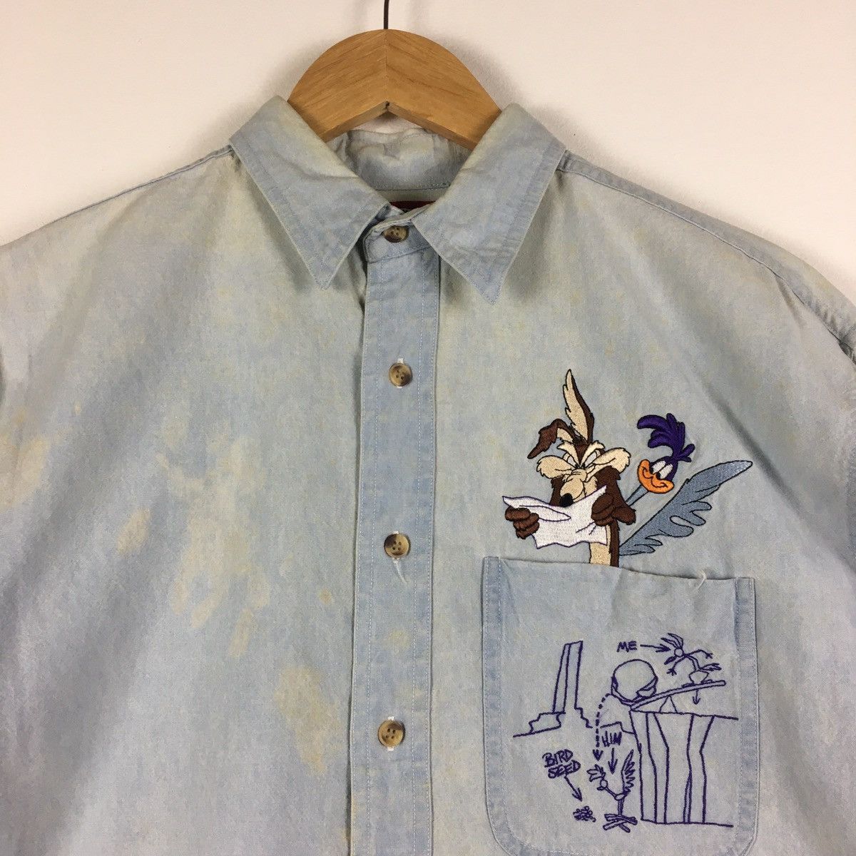 Cartoon Network × Vintage × Warner Bros Vintage Looney Tunes Long Sleeve Button Ups Shirt Size US M / EU 48-50 / 2 - 6 Thumbnail