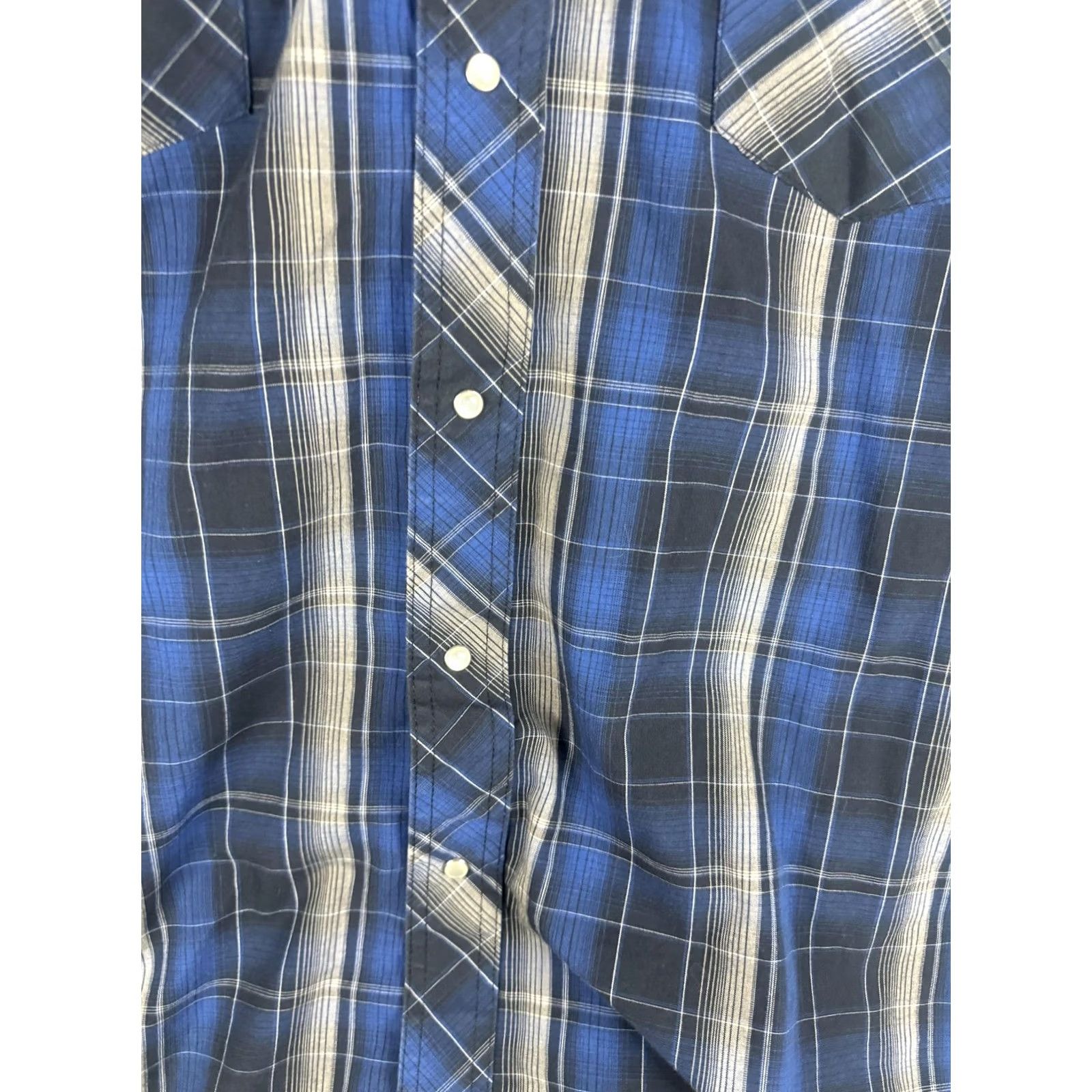 Wrangler Wrangler Shirt Mens XL Blue Plaid Pearl Snap Button Up Long Sleeve Western Shirt Size US XL / EU 56 / 4 - 4 Thumbnail