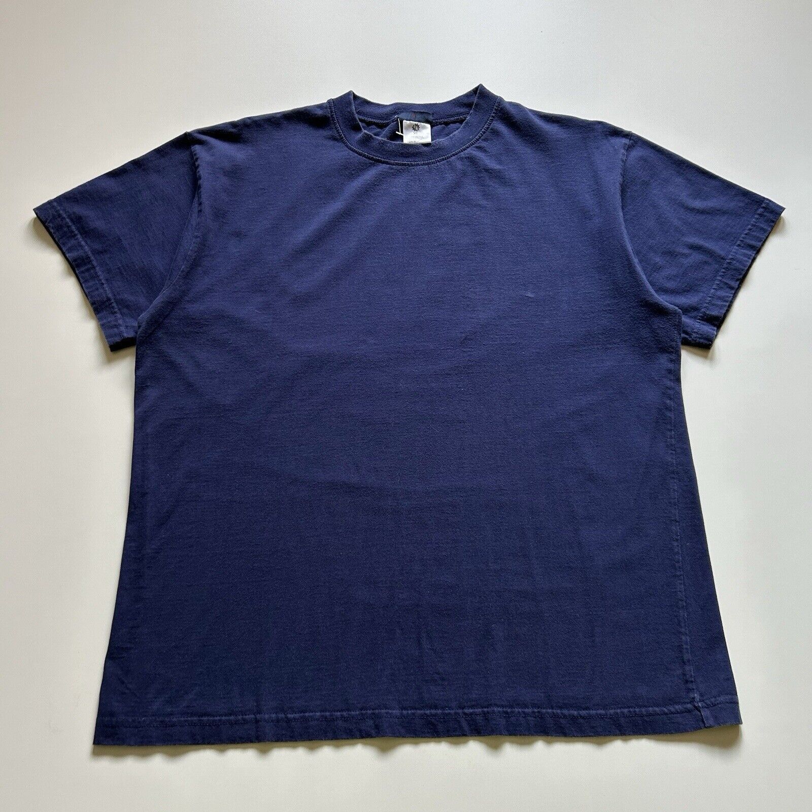 Vintage Y2K Faded Blank Navy Blue T Shirt Large 100% Cotton