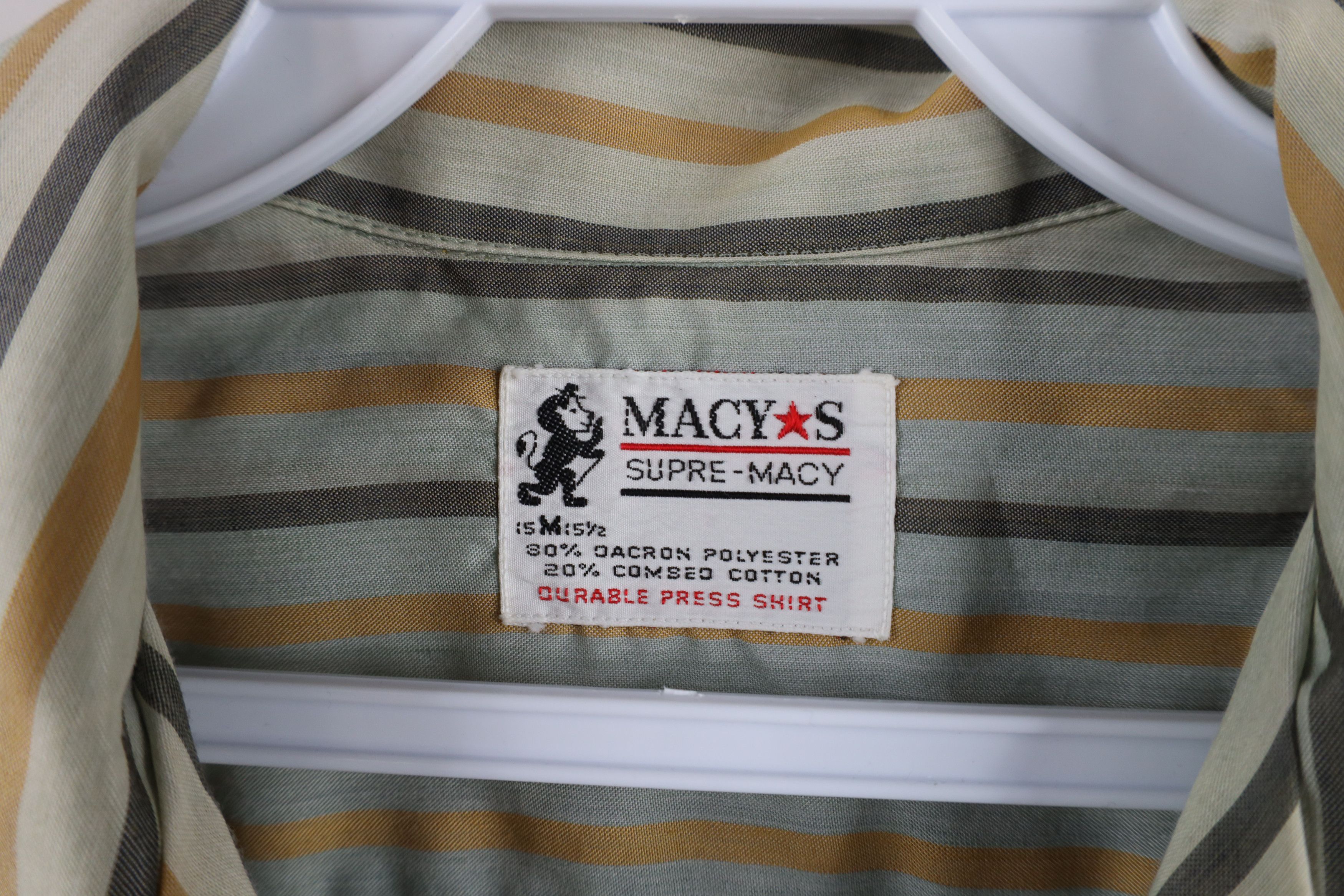 Macys × Vintage Vintage 50s 60s Macys Striped Looped Collar Button Shirt Size US M / EU 48-50 / 2 - 11 Thumbnail
