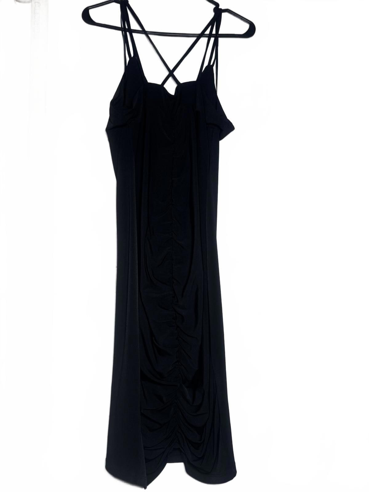 Leather Leith Black Women's Midi Dress with Gathered Waist Detail Size XL / US 12-14 / IT 48-50 - 3 Thumbnail