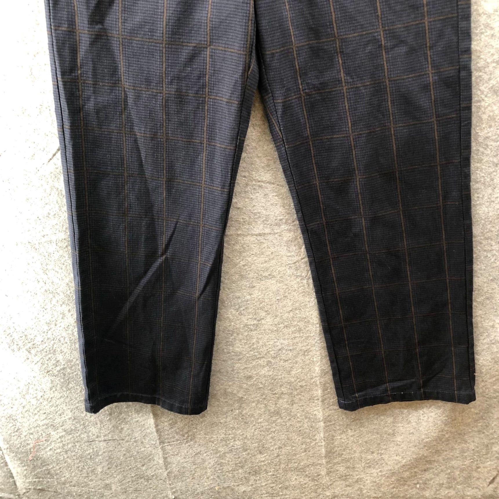 Obey OBEY Pants Womens 29 High Rise Straight Loose Cotton Plaid Dark Blue Size 29" - 5 Thumbnail