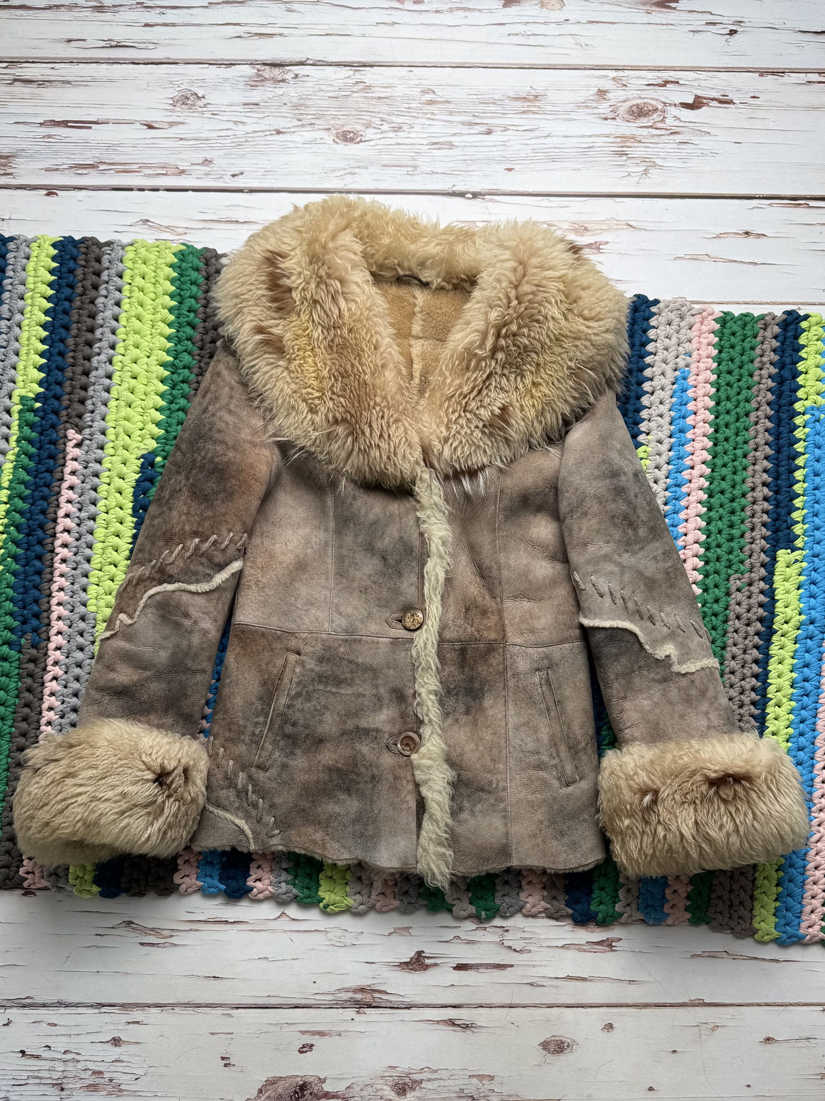 Japanese Brand Vintage Real Sheepskin Coat (ET1)(D15) Size M / US 6-8 / IT 42-44 - 1 Thumbnail