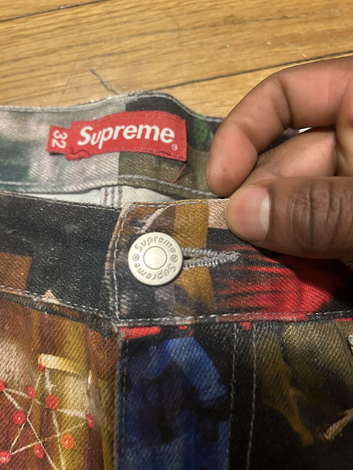 Supreme SUPREME NAS AND DMX COLLAGE DOUBLE KNEE DENIM PAINTER PANT Size US 34 / EU 50 - 4 Thumbnail