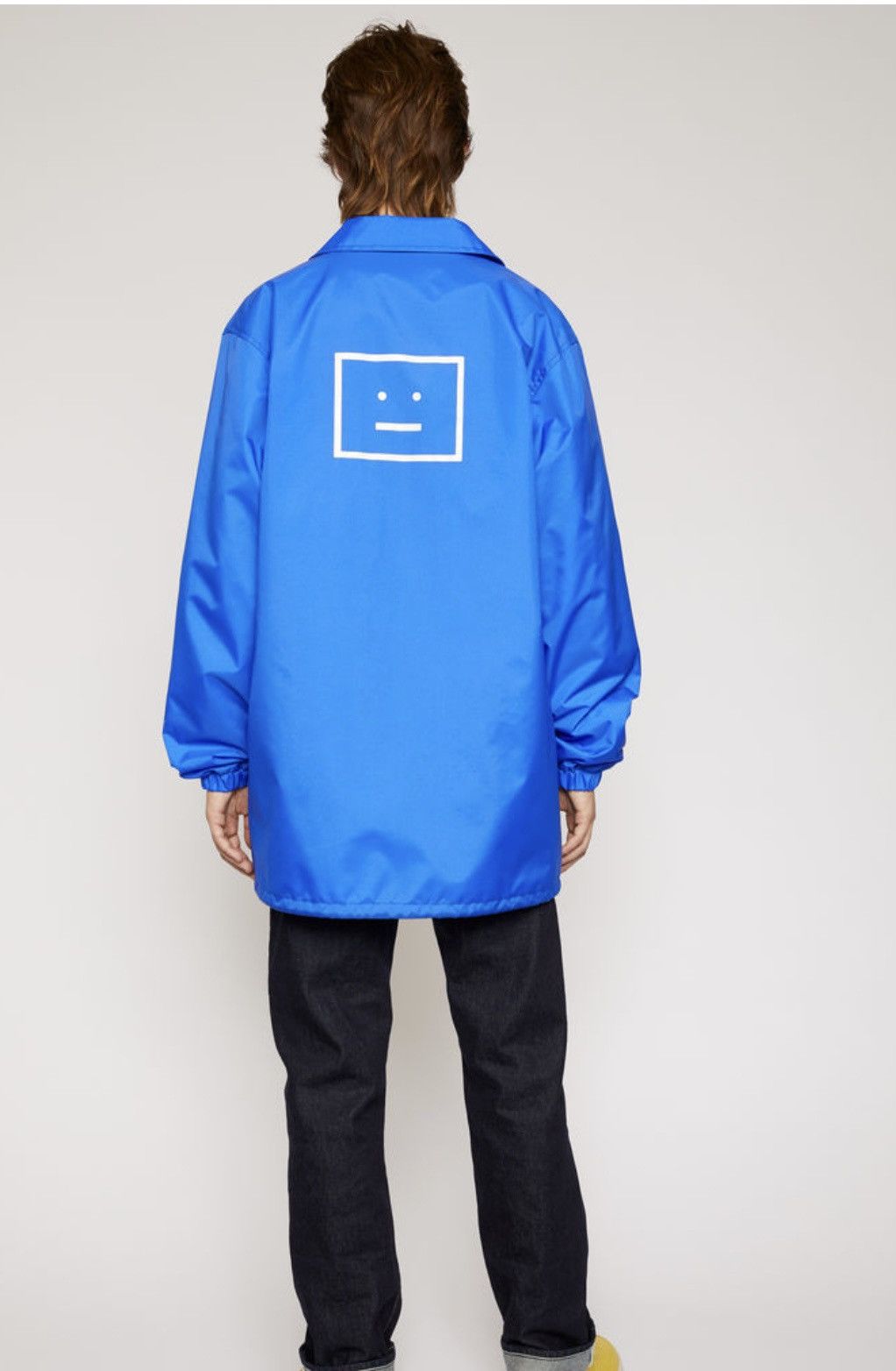 image of Men’S Luxury Acne Studios Face Print Coach Jacket in Blue, Men's (Size Small)