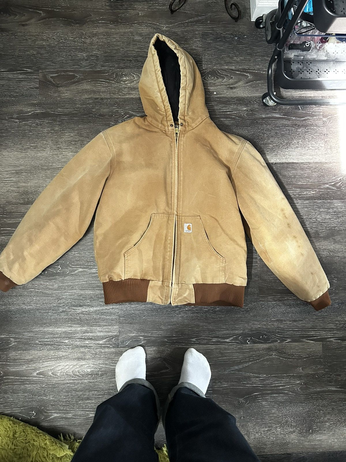 image of Carhartt Hooded J140 Jacket in Tan, Men's (Size Medium)