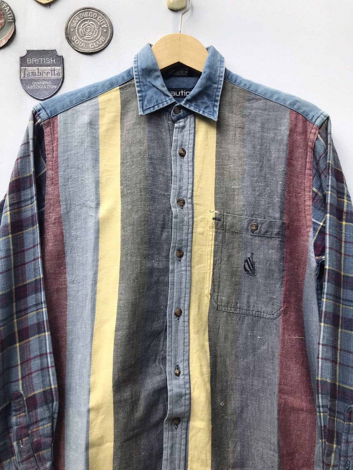 Nautica × Vintage Vintage Nautica 90’s Colourful Striped Long Sleeve Dress shi Size US M / EU 48-50 / 2 - 2 Thumbnail