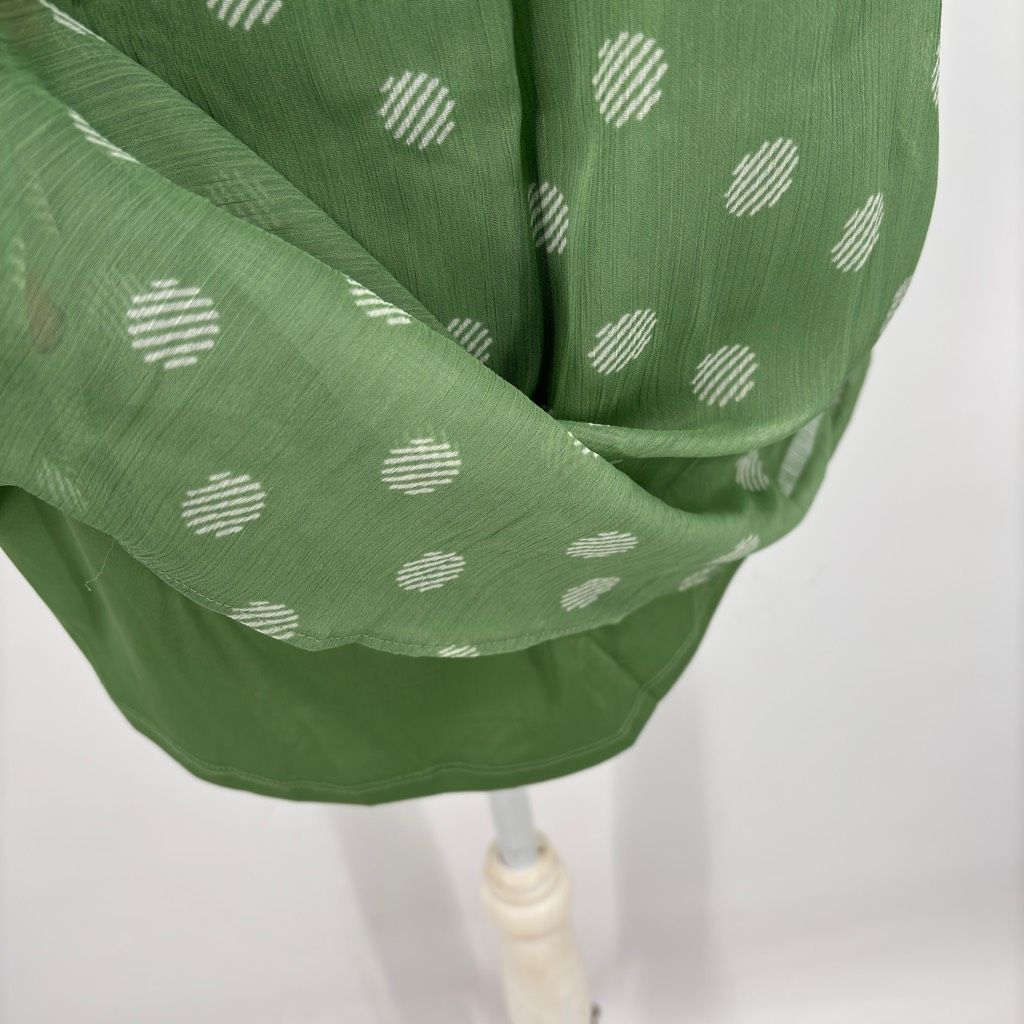 Other LC Lauren Conrad Geometric Print Sheer Chiffon Puff Sleeve Blouse Green Large 90 Size L / US 10 / IT 46 - 10 Thumbnail