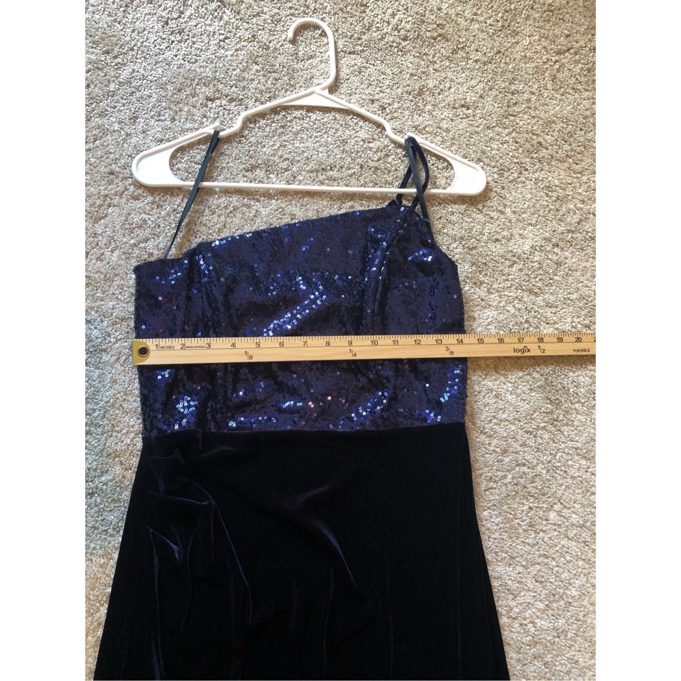 Other Windsor Women’s Navy Blue Sequin and Velvet One Shoulder El Size L / US 10 / IT 46 - 5 Thumbnail