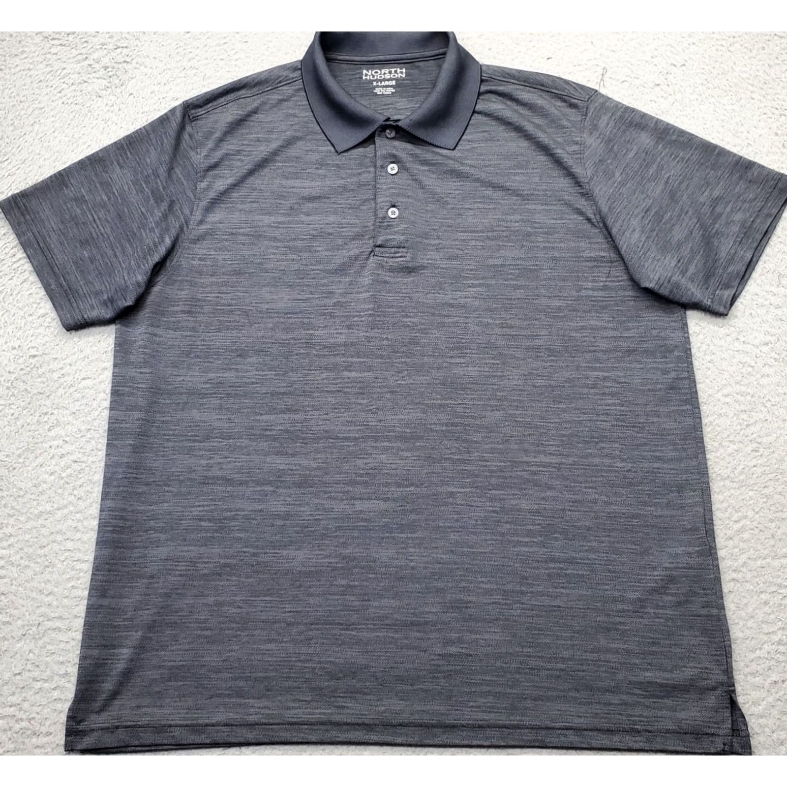 Hudson North Hudson Polo Shirt Mens XL Gray Space Dye Short Sleeve Slit Collar Polo Shirt Size US XL / EU 56 / 4 - 2 Thumbnail