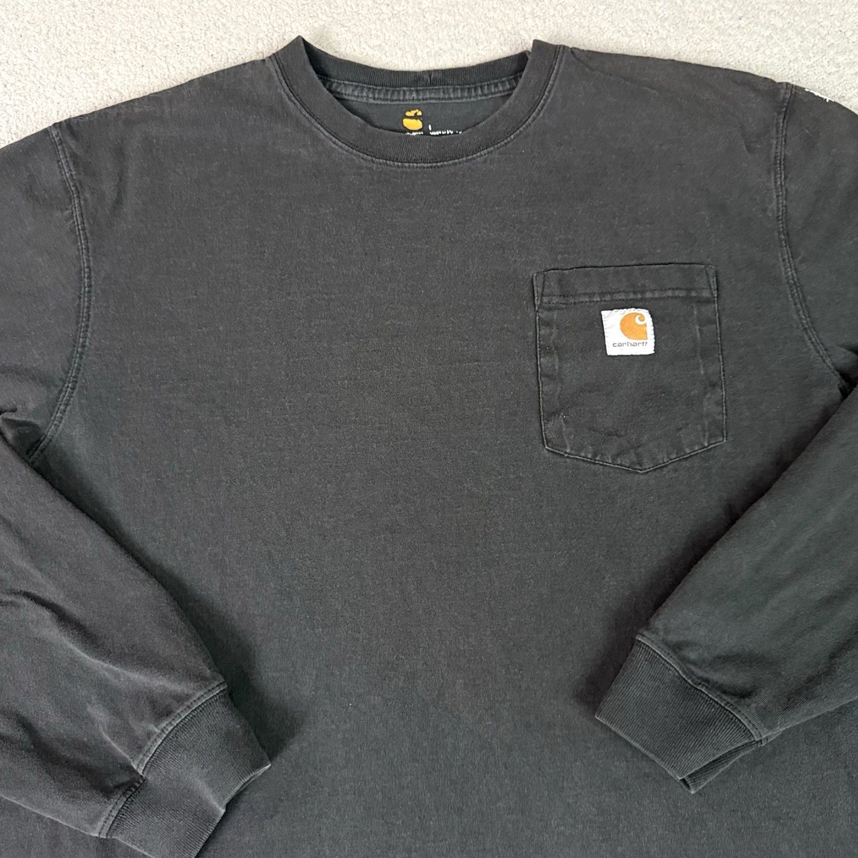 Carhartt VINTAGE Carhartt Shirt Mens Black XL Loose Fit Crew Neck Long Sleeve Casual 100% Cotton Size US L / EU 52-54 / 3 - 5 Thumbnail