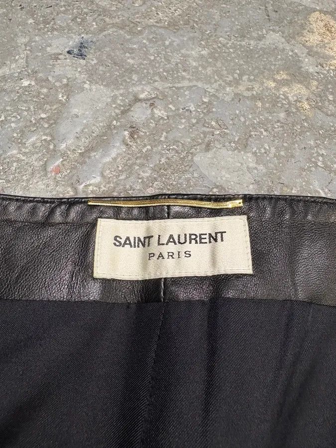 Saint Laurent Paris × Vintage SS2013 Saint Laurent Black Zip Rock Leather Skirt Size 27" / US 4 / IT 40 - 7 Thumbnail