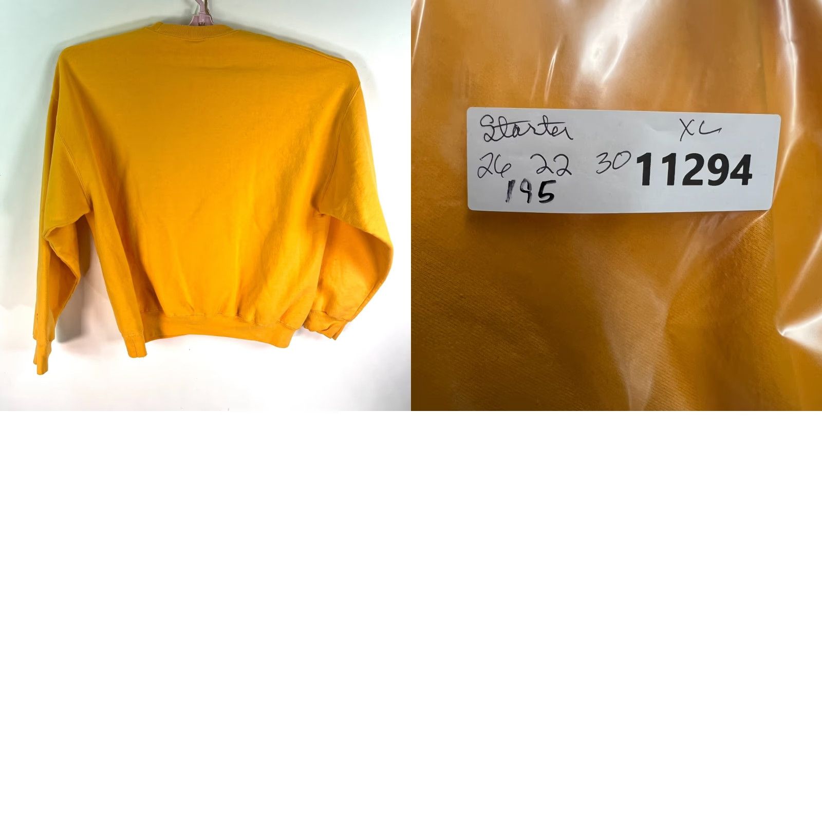 Starter VINTAGE Starter Sweatshirt Mens XL Yellow Long Sleeve Crew Neck Pullover Black Label 90s Sports Size US XL / EU 56 / 4 - 8 Thumbnail