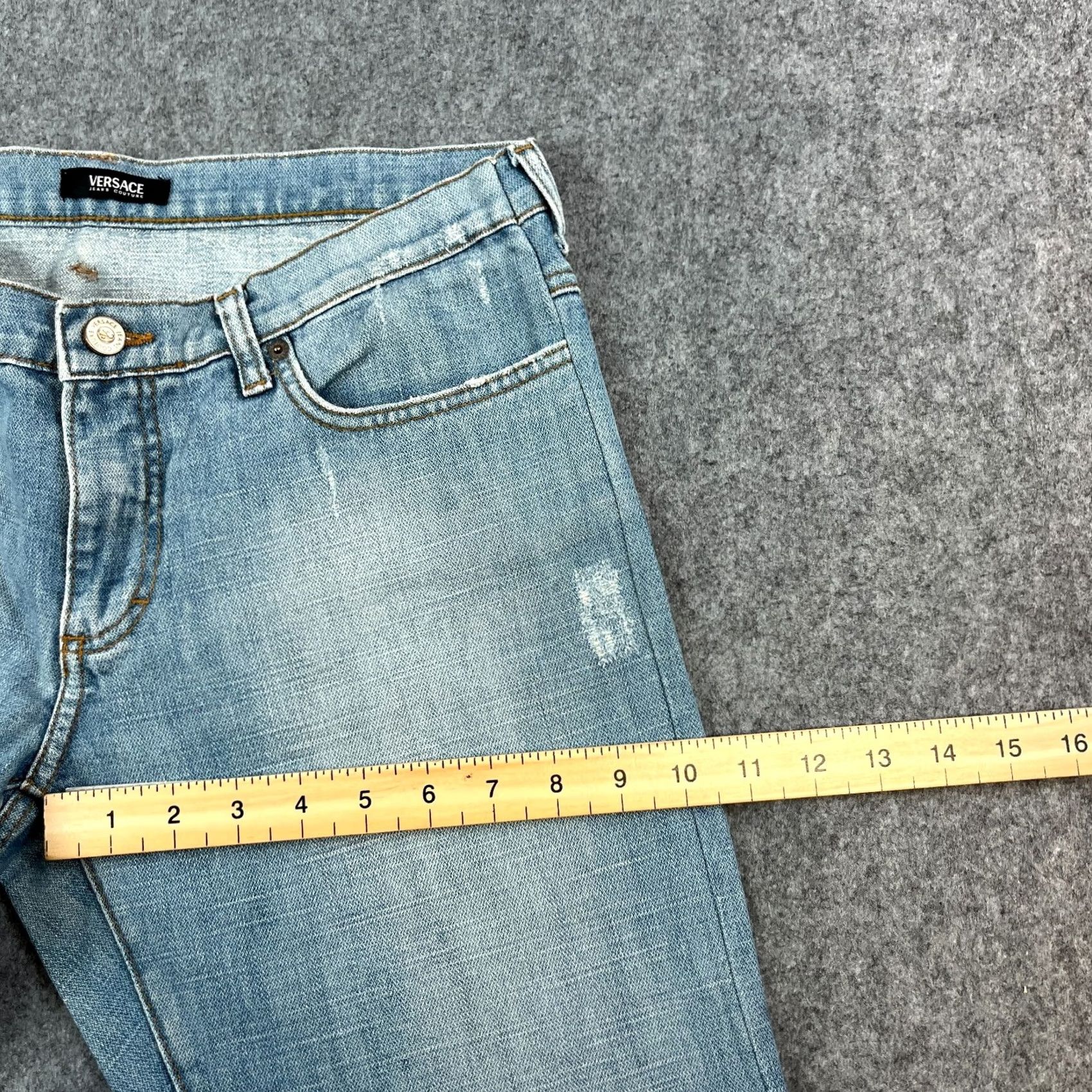 Versace Versace Womens Jeans Baggy Flare 32 28 UK 12 Low Rise Versace Spellout Sequins Jeans Size 34" / US 12 / IT 48 - 6 Thumbnail