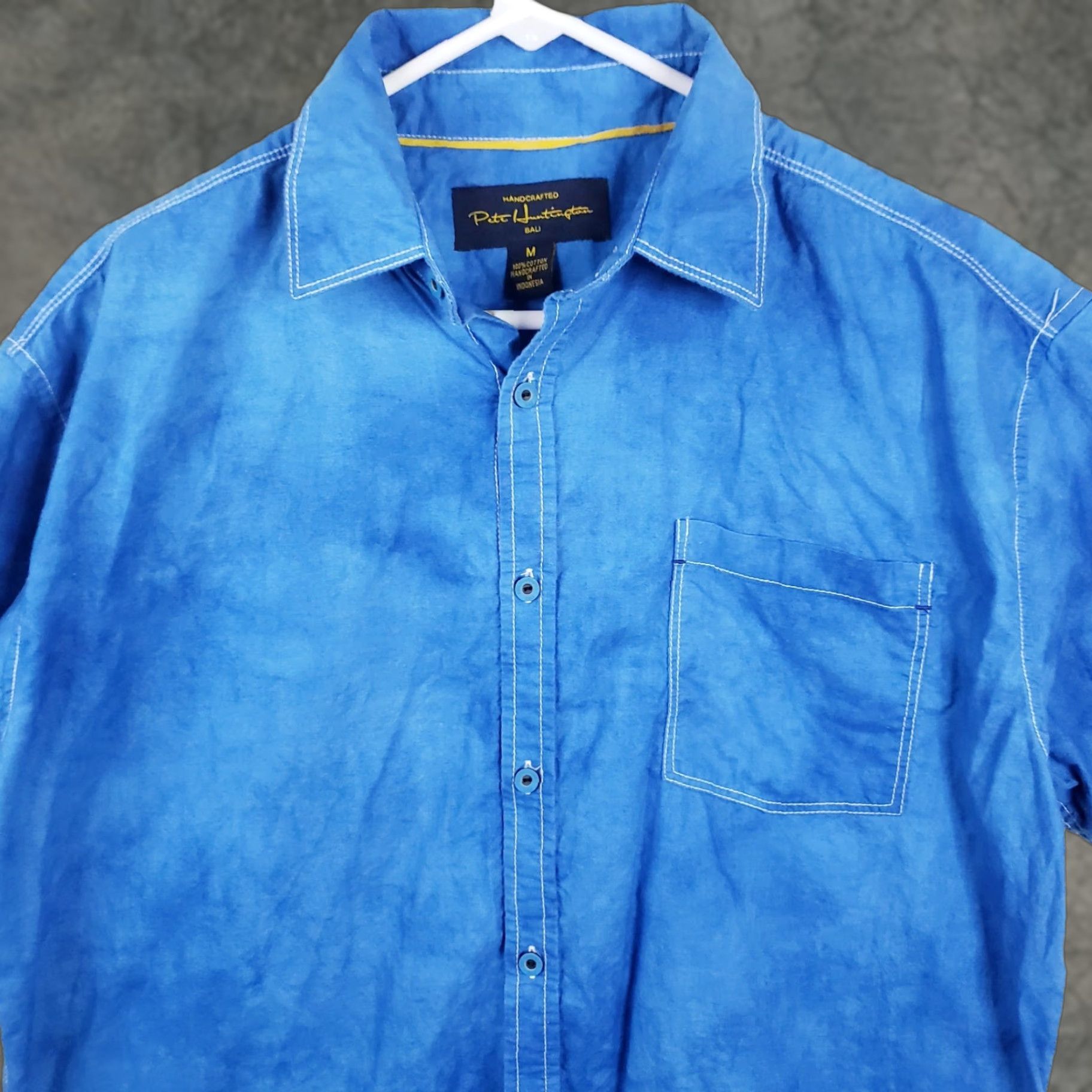 Vintage Pete Huntington Bali Hawaiian Button-Up Shirt M Blue Short Sleeve Men's Regular Cotton Relaxed Size US M / EU 48-50 / 2 - 1 Thumbnail