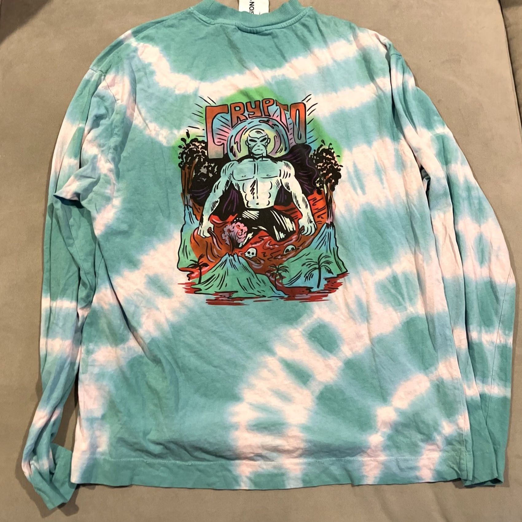 Vintage COLLUSION T-Shirt Long Sleeve Double-Sided Tie Dye Green M Mens Size US M / EU 48-50 / 2 - 5 Thumbnail