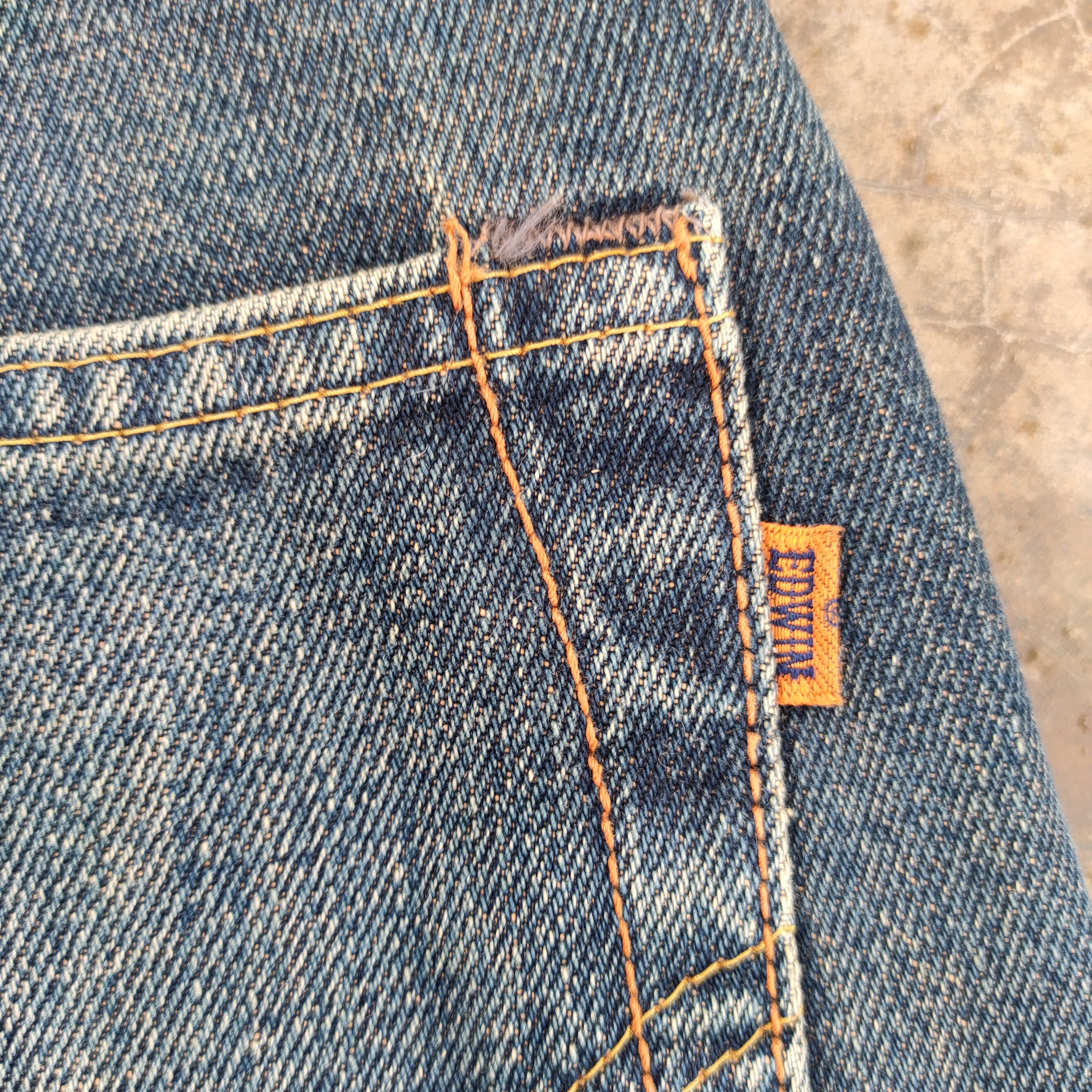 Edwin VINTAGE RUSTY EDWIN ORANGE TAG RIPPED DENIM JEANS PANTS Size US 29 - 12 Thumbnail