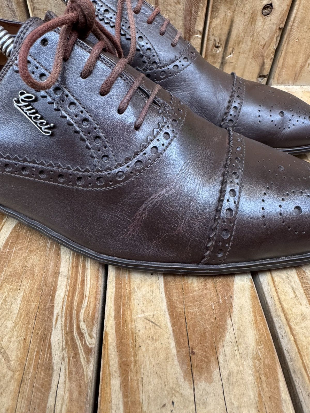 Gucci Gucci brown Cap Toe Leather Men's Dress Shoes UK 6 USA 6.5 Size US 6.5 / EU 39-40 - 9 Thumbnail