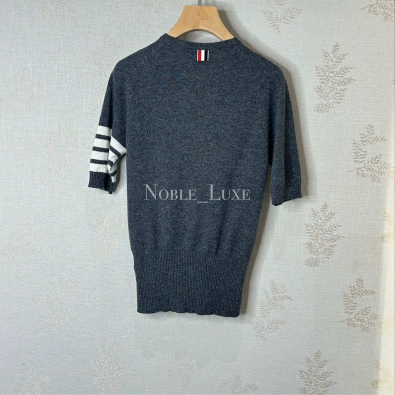 Thom Browne Thom Browne Gray round neck short sleeve knit sweater Size US XXS / EU 40 - 3 Thumbnail