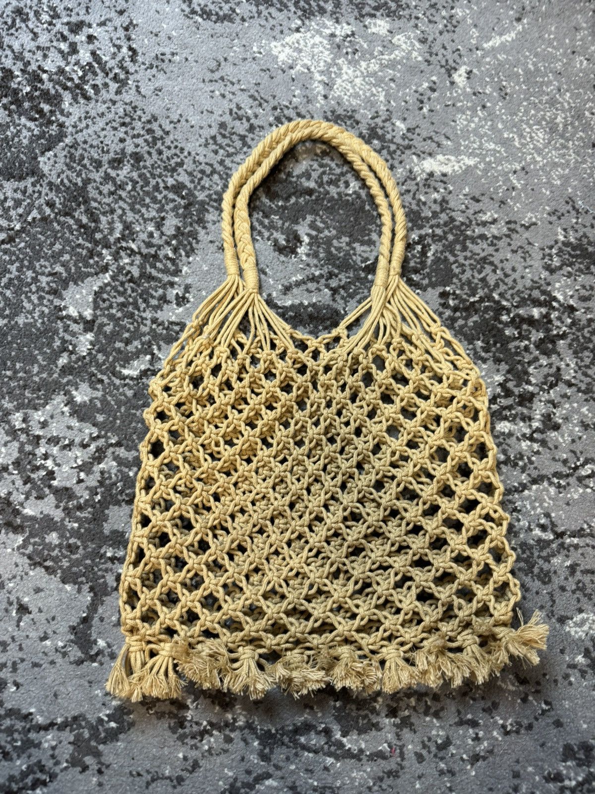 Vintage Vintage Y2K Archival 90s Macrame Bag Brown Openwork Size ONE SIZE - 1 Thumbnail