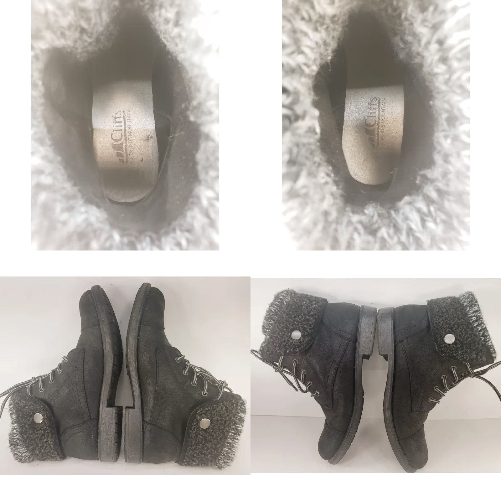 Vintage White Mountain Women's Black Sweater Top Lace Up Ankle Boots 8M Size M / US 6-8 / IT 42-44 - 8 Thumbnail