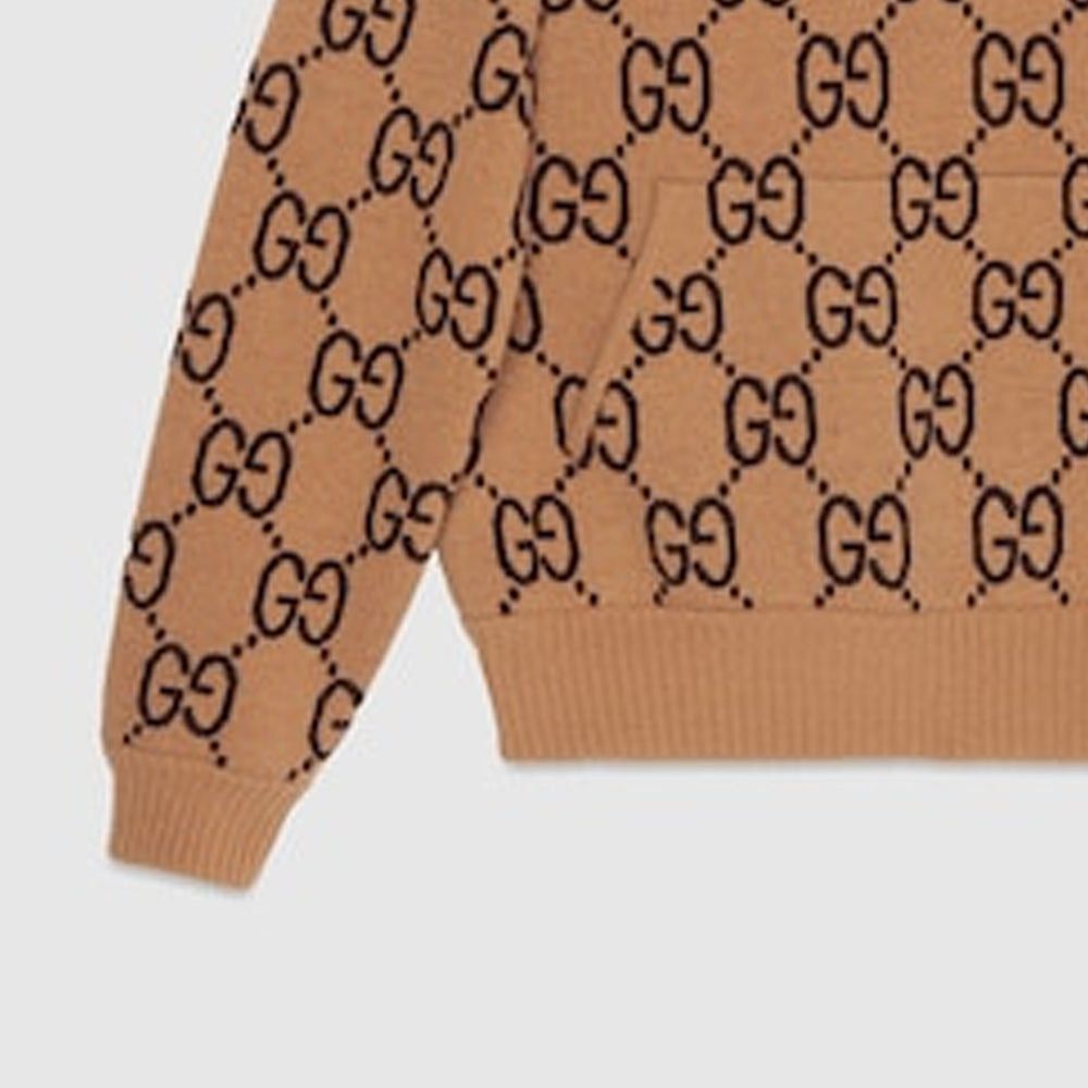 Gucci o1loc1c0925 GG Wool Hooded Sweatshirt in Brown/Black Size US XS / EU 42 / 0 - 6 Thumbnail