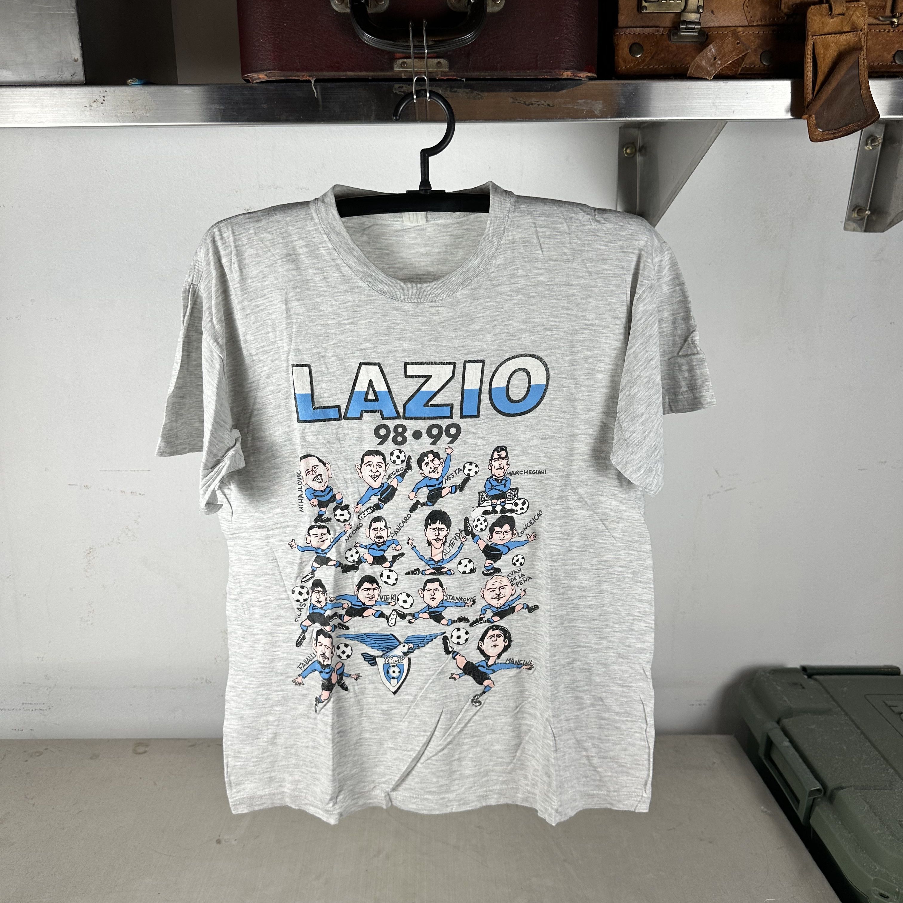 Vintage 1998/99 SS Lazio Italian Football Club Soccer Caricature Tee Size US M / EU 48-50 / 2 - 1 Thumbnail