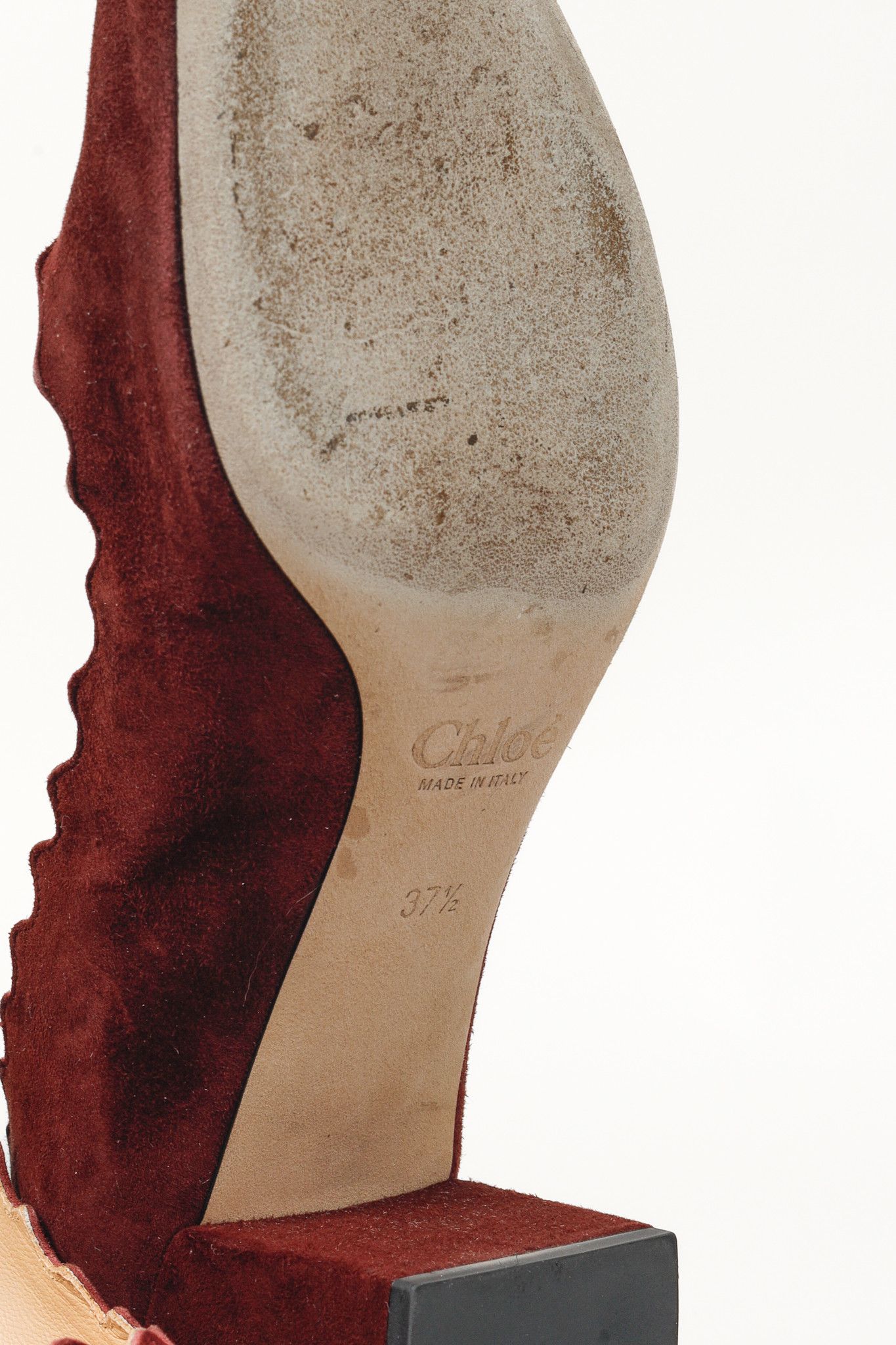 Chloe Chloe CH26230 Lauren Bordeaux Scallop Edge Pumps Size US 7 / IT 37 - 5 Thumbnail