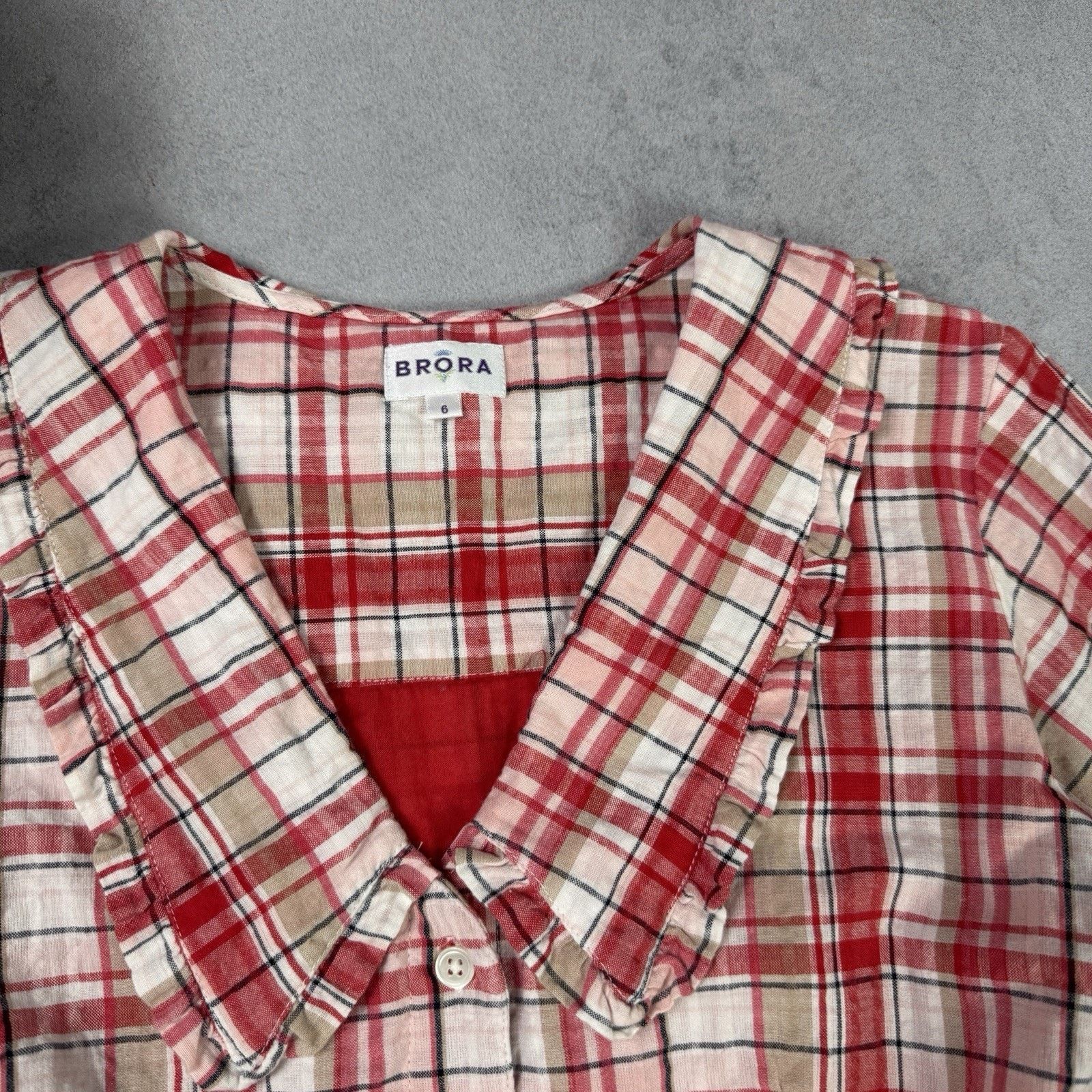 Vintage BRORA 100% Cotton Gingham Lined Chelsea Collar Dress Size 6 Size XS / US 0-2 / IT 36-38 - 5 Thumbnail