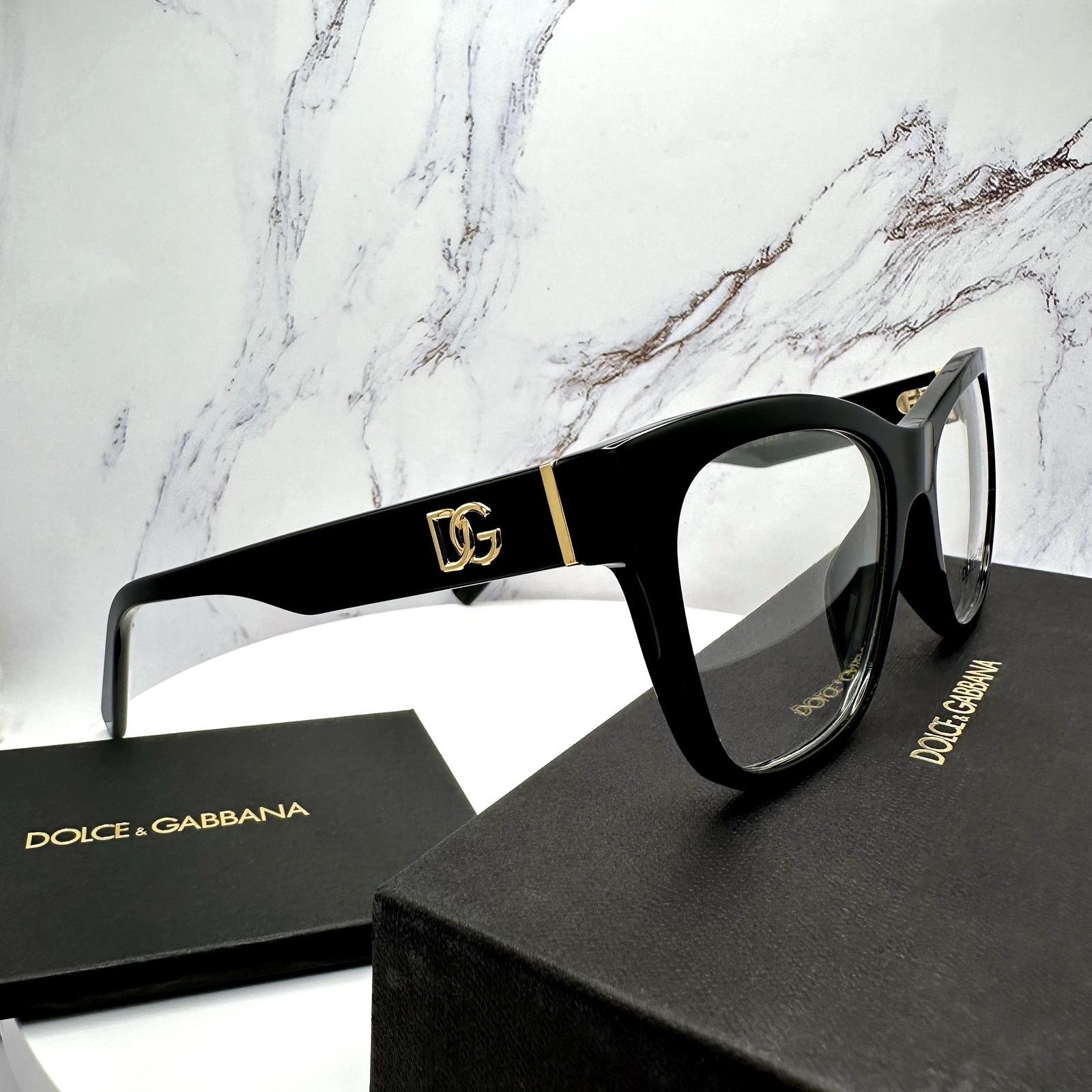 Dolce & Gabbana New Dolce&Gabbana Eyeglasses Black Square Gold Metal Frames Size ONE SIZE - 6 Thumbnail