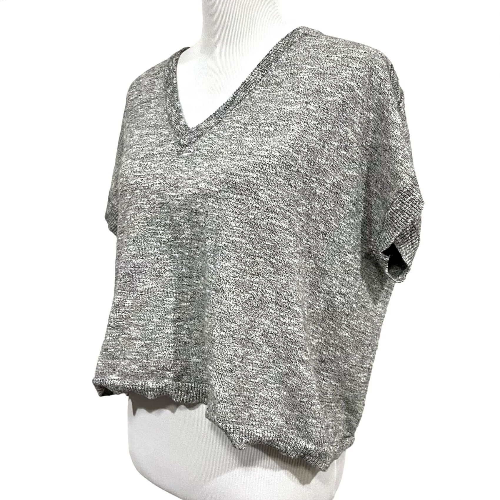 Madewell Madewell Sweater Tee Short Sleeve Top Heathered Gray Cotton Blend Paulson Sz M Womens V-Neck Pullover Shirt Size M / US 6-8 / IT 42-44 - 5 Thumbnail