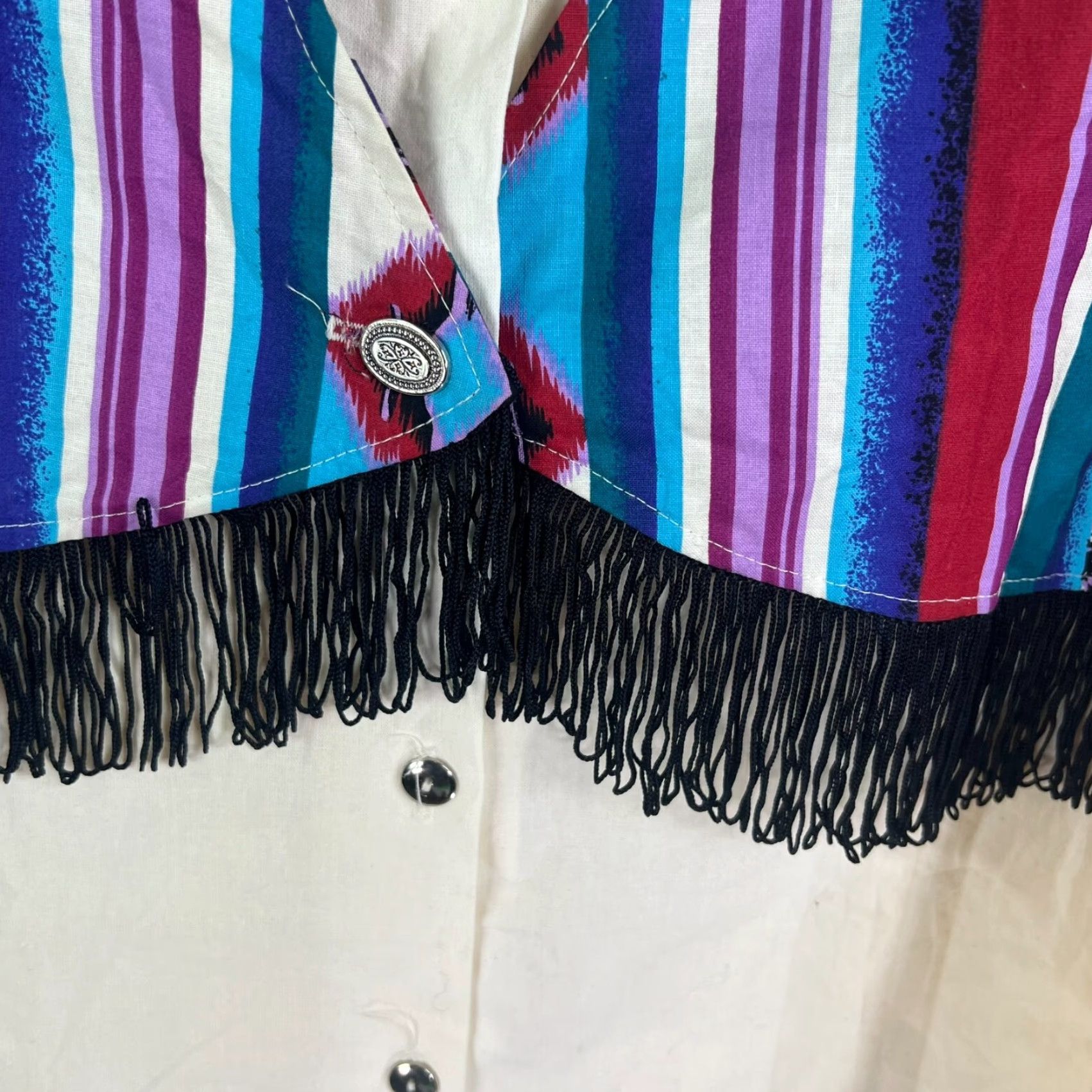 Vintage VINTAGE Ozark Mountain Western Shirt Women Plus Size 20W Cotton Fringe Geometric Western Theme Casual Size 3XL / US 20-22 - 5 Thumbnail