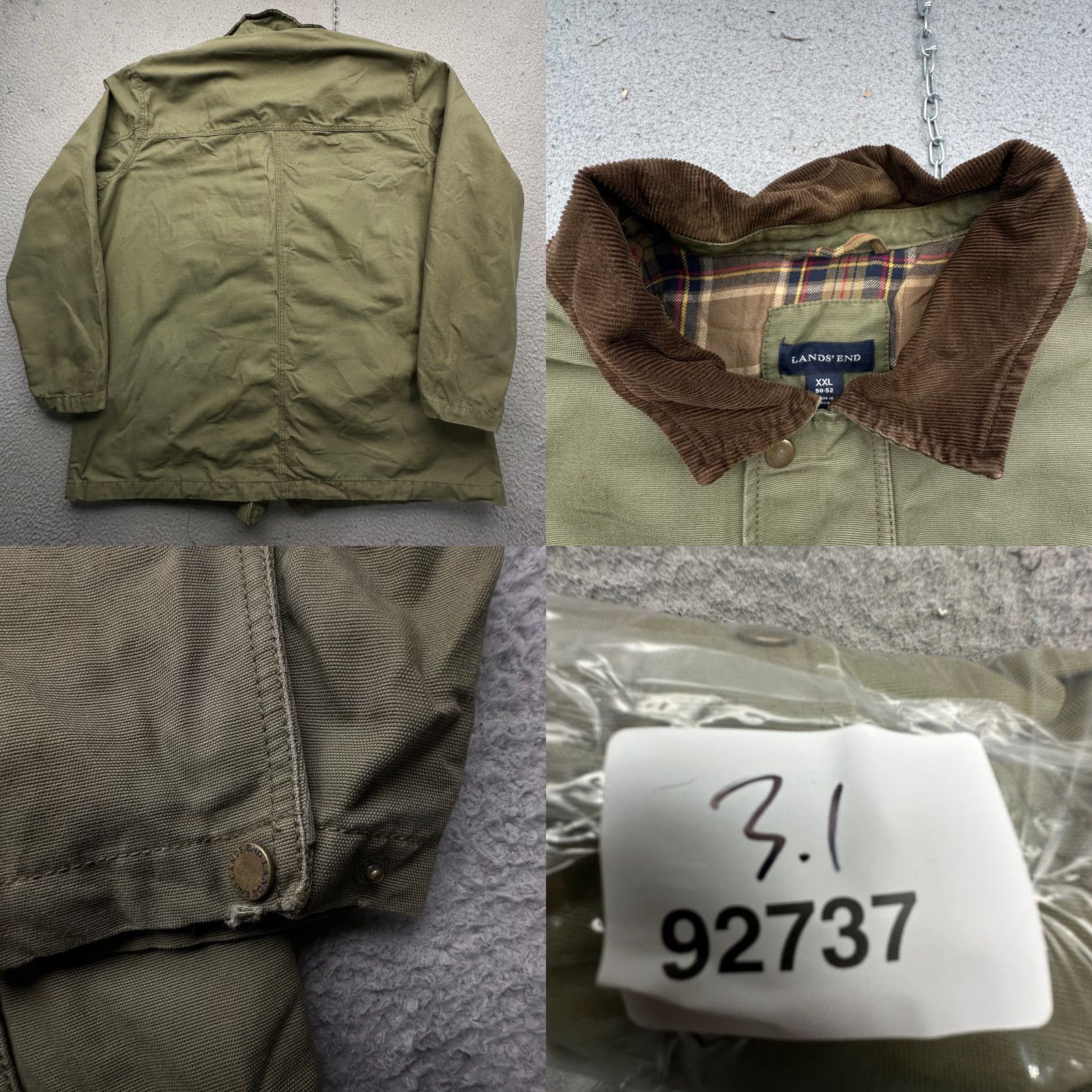 Lands' End Lands End Duck Canvas Flannel Plaid Lined Chore Work Coat Jacket Mens XXL Green Jacket Coat Overcoat Workwear Classic Chest 58in 90s Vintage No Size US XXL / EU 58 / 5 - 9 Thumbnail