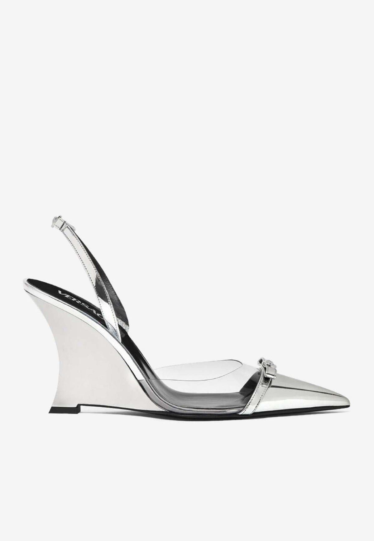 Versace Versace Gianni Ribbon Metallic Wedge Pumps 95mm SIZE 36 Size ONE SIZE - 1 Thumbnail