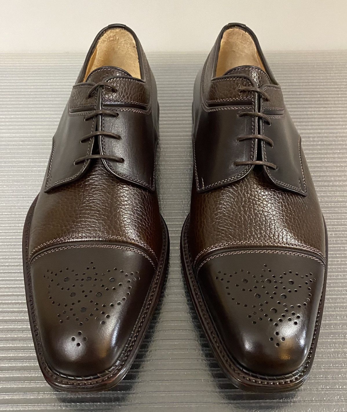 Testoni a.testoni 🇮🇹 caffe leather contrast statesman brogue 8 US NEW Size US 8 / EU 41 - 1 Thumbnail