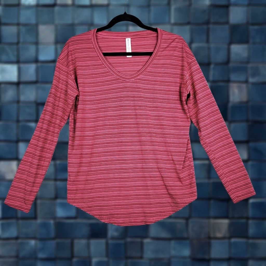 Athleta Athleta Women's V-Neck Long Sleeve Stripes Top S Multicolor Activewear Top Casual Shirt Womens Size S / US 4 / IT 40 - 1 Thumbnail