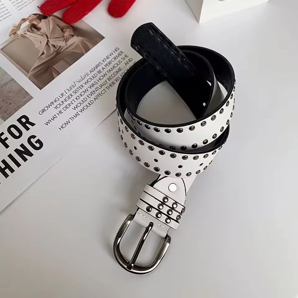 Japanese Brand Punk Rock Studded PU Leather Belt Size 32 - 4 Thumbnail