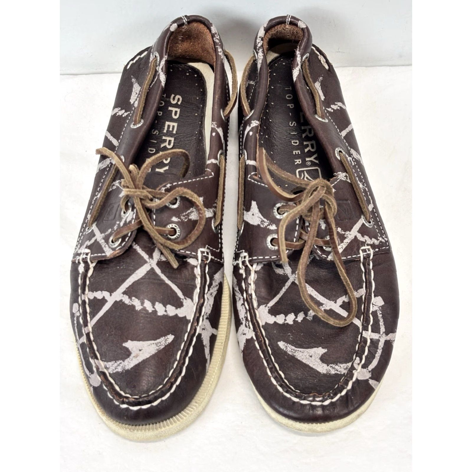Sperry Sperry Top Spider Leather Boat Shoes Sz 10 Men’s Brown Anchors Lace Up - Sperry Top Sider Boat Shoe, Leather, Nautical Pattern, Casual, Mens Size US M / EU 48-50 / 2 - 3 Thumbnail
