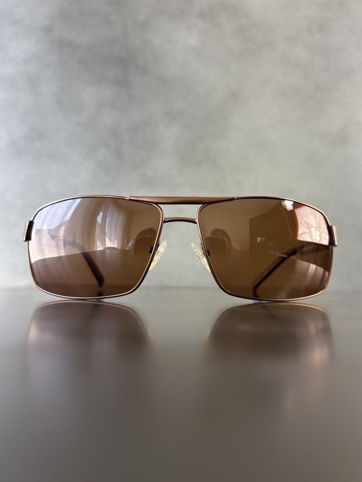 Designer Hoffman Sunglasses Aviators Bronze Metal Wrap Shield 90s Size ONE SIZE - 8 Thumbnail
