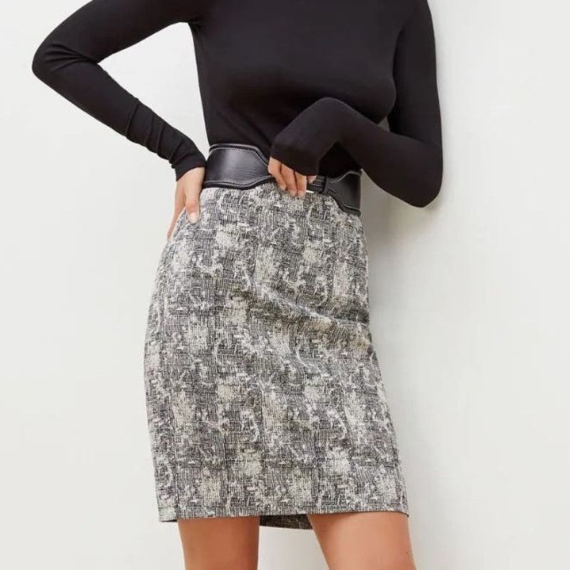 & Other Stories MM. LAFLEUR Black/Cream Pencil Crackle Noho Skirt 12 Size 34" / US 12 / IT 48 - 1 Thumbnail