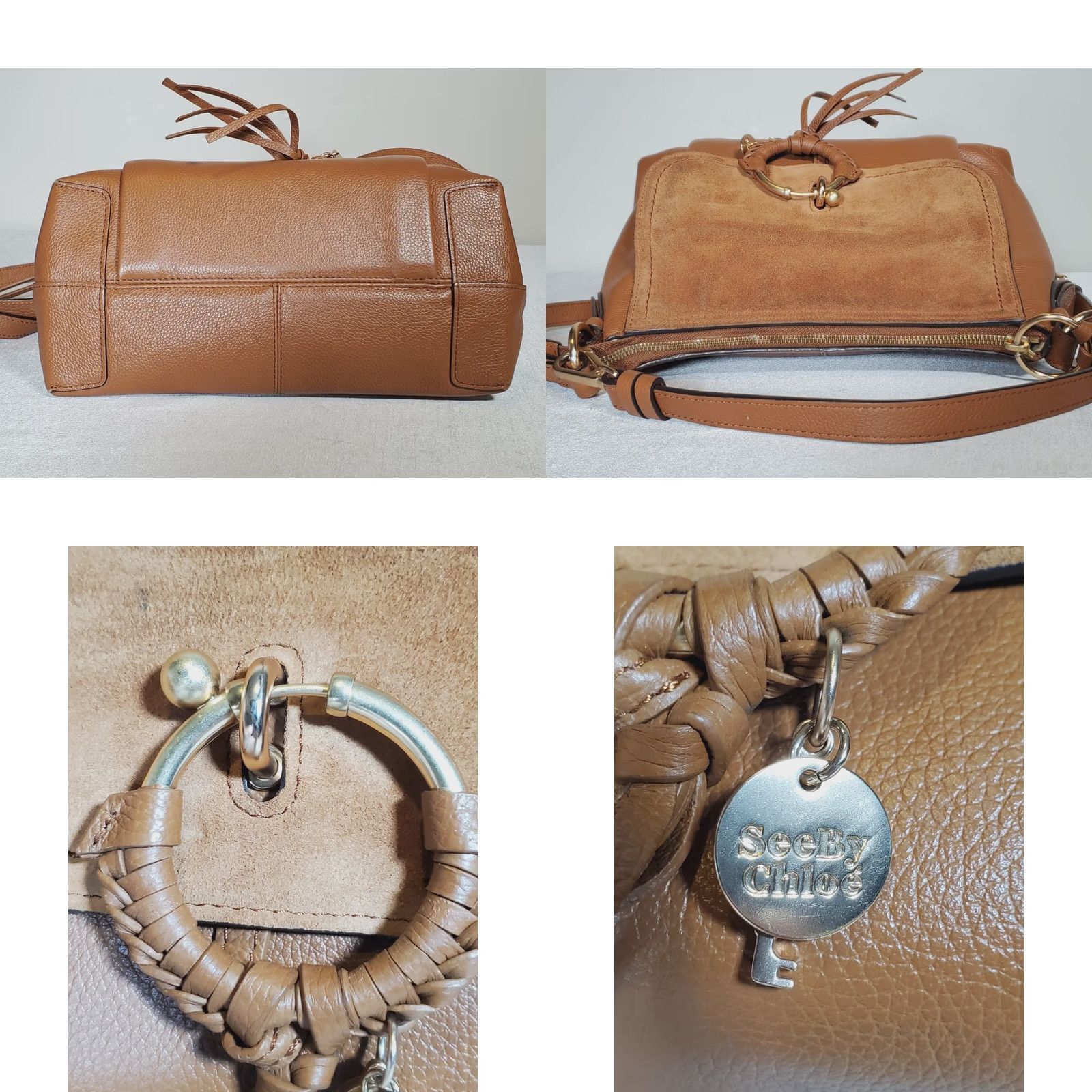Vintage Chloé Bag Womens Small See Joan Leather Suede Crossbody Caramello Brown Charms Size ONE SIZE - 8 Thumbnail