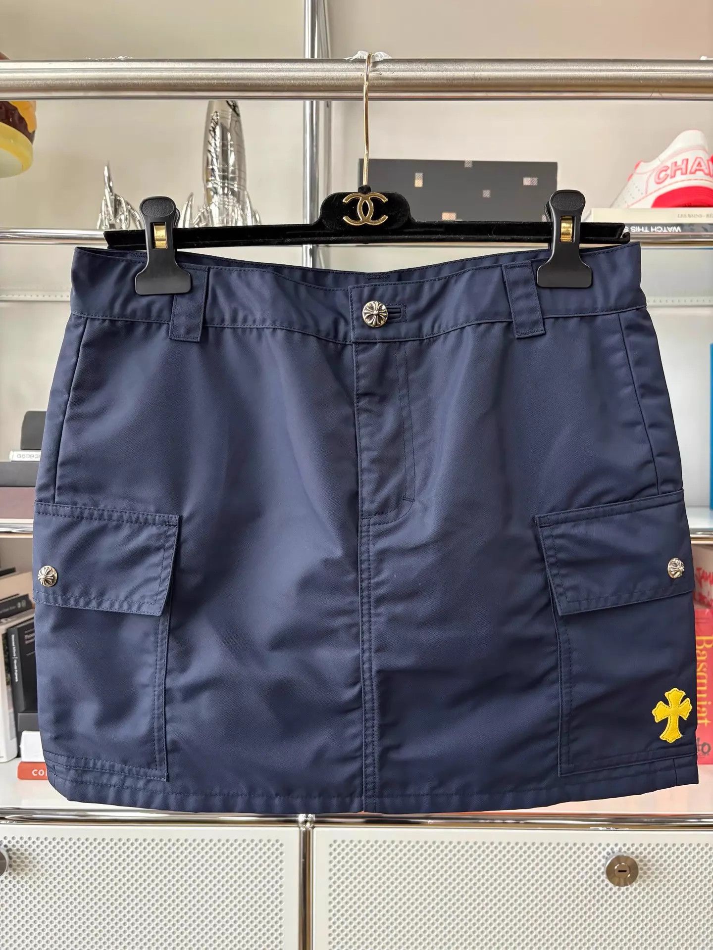 Chrome Hearts Chrome Hearts Navy & Lemon Yellow Cross Patch Skirt 26 Size 26" / US 2 / IT 38 - 3 Thumbnail