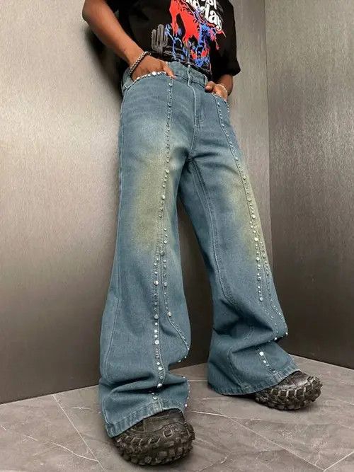 Jean × Vintage Washed Distressed Jeans Flared Leg Size US 32 / EU 48 - 3 Thumbnail