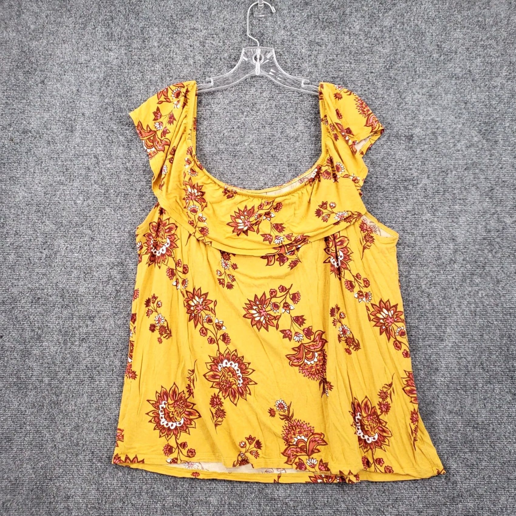 Old Navy Old Navy Blouse Womens 2XL XXL Yellow Floral Off The Shoulder Peasant Boho Top Size XXL / US 16-18 / IT 52-54 - 2 Thumbnail