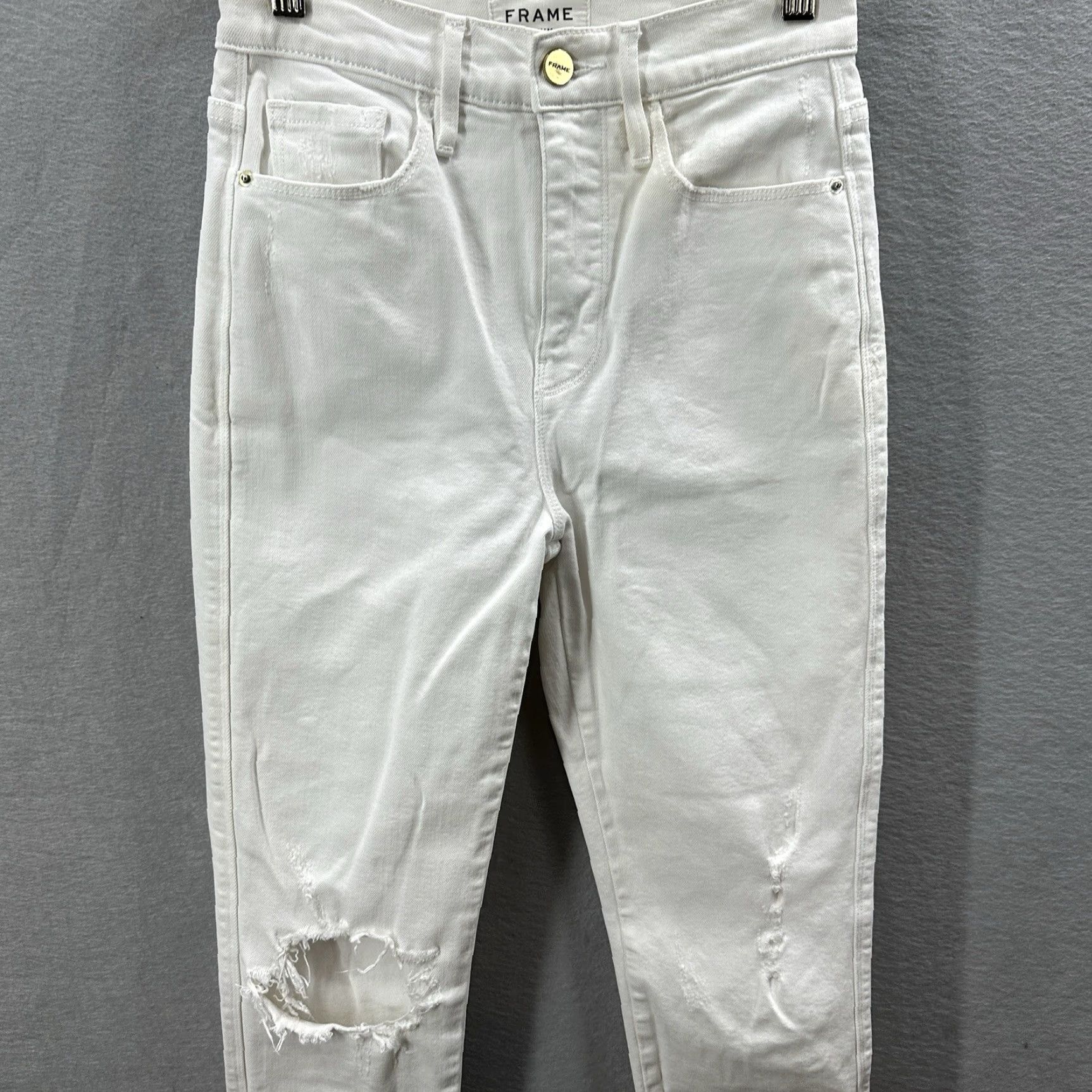Frame FRAME Le Sylvie High Rise Capri Cropped Jeans Women 25 Regular White Denim 90s Preppy Womens Size 42" / US 20 - 5 Thumbnail