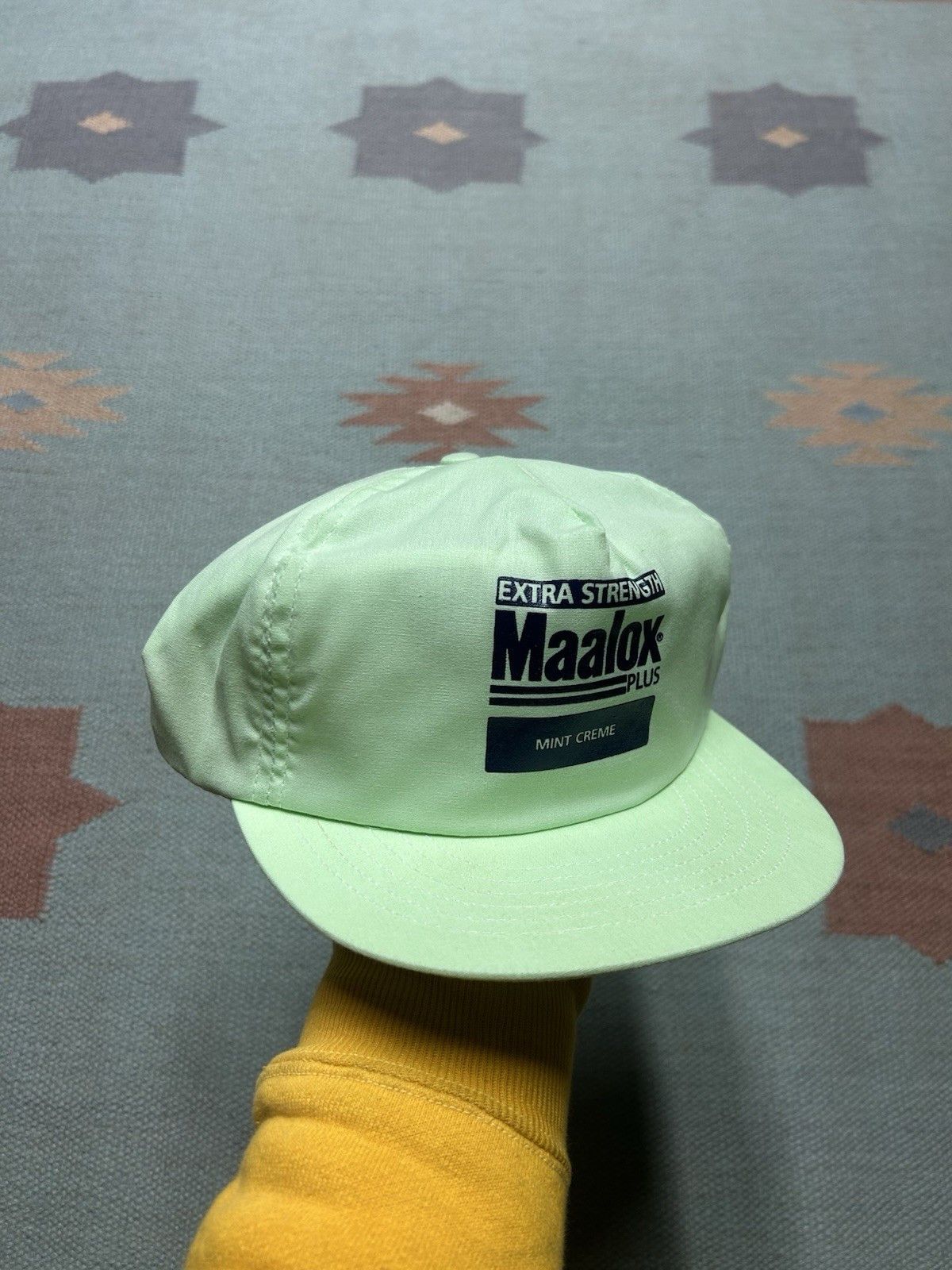 Vintage Vtg 90 SnapBack hat Maalox Plus mint creme green made in USA Size ONE SIZE - 1 Thumbnail
