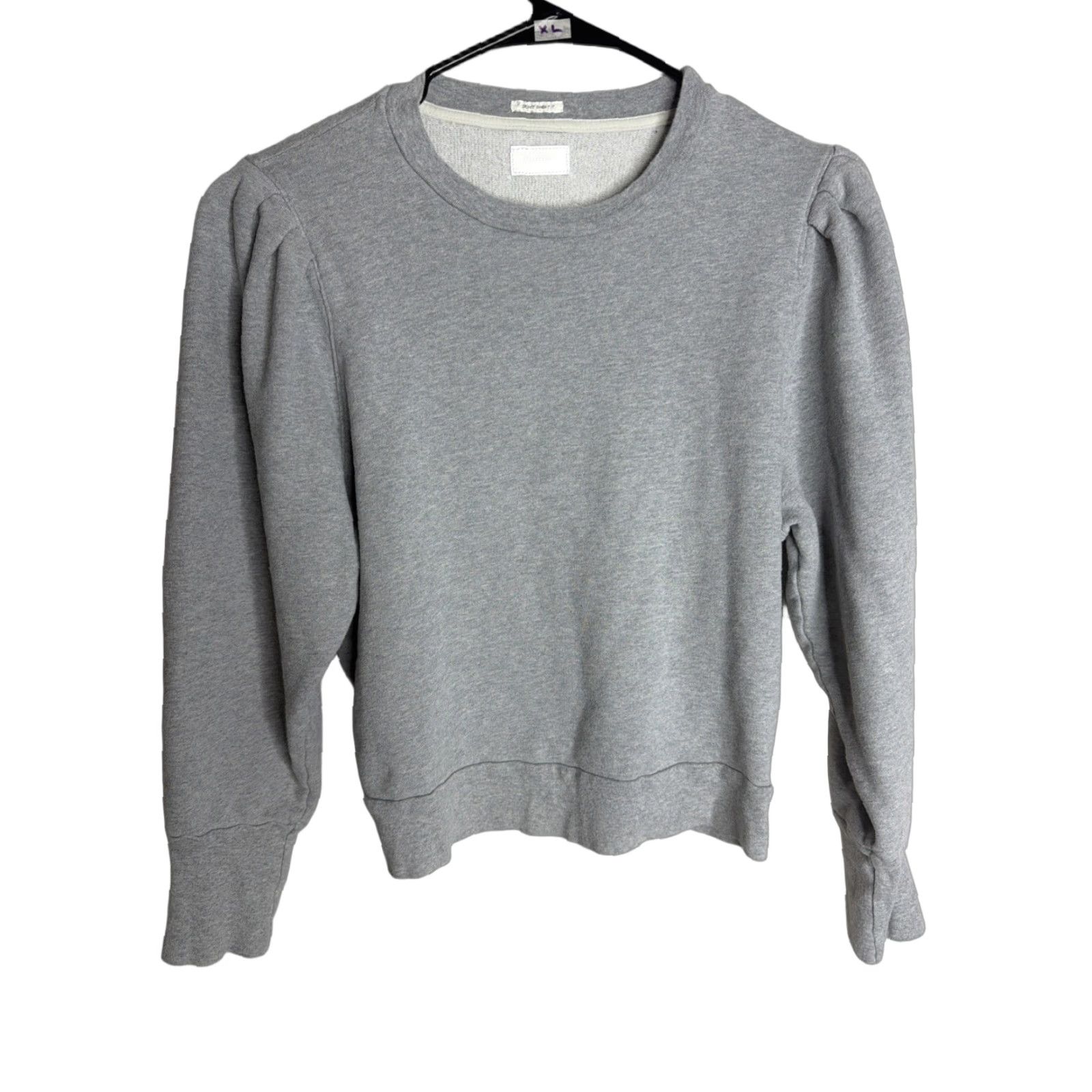 MOTHER Mother Sweatshirt Womens L Gray Fleece Shoulder Pads 80s 90s University US Made Regular Crew Neck Pullover Activewear Shirt Size L / US 10 / IT 46 - 1 Thumbnail