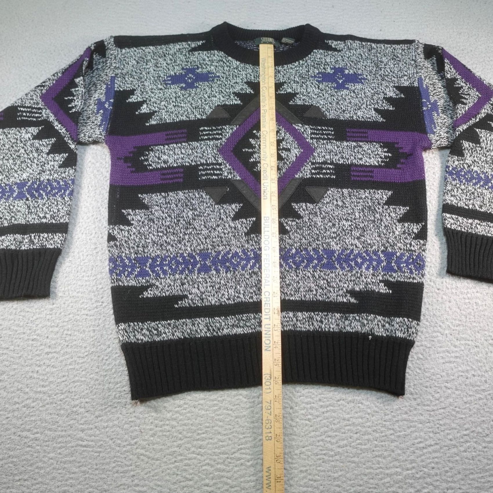 Vintage VINTAGE Stefano Mens Sweater Pullover Long Sleeve Black Aztec Geometric 90s Southwestern Knit Crew Neck Mens Medium Size US M / EU 48-50 / 2 - 6 Thumbnail