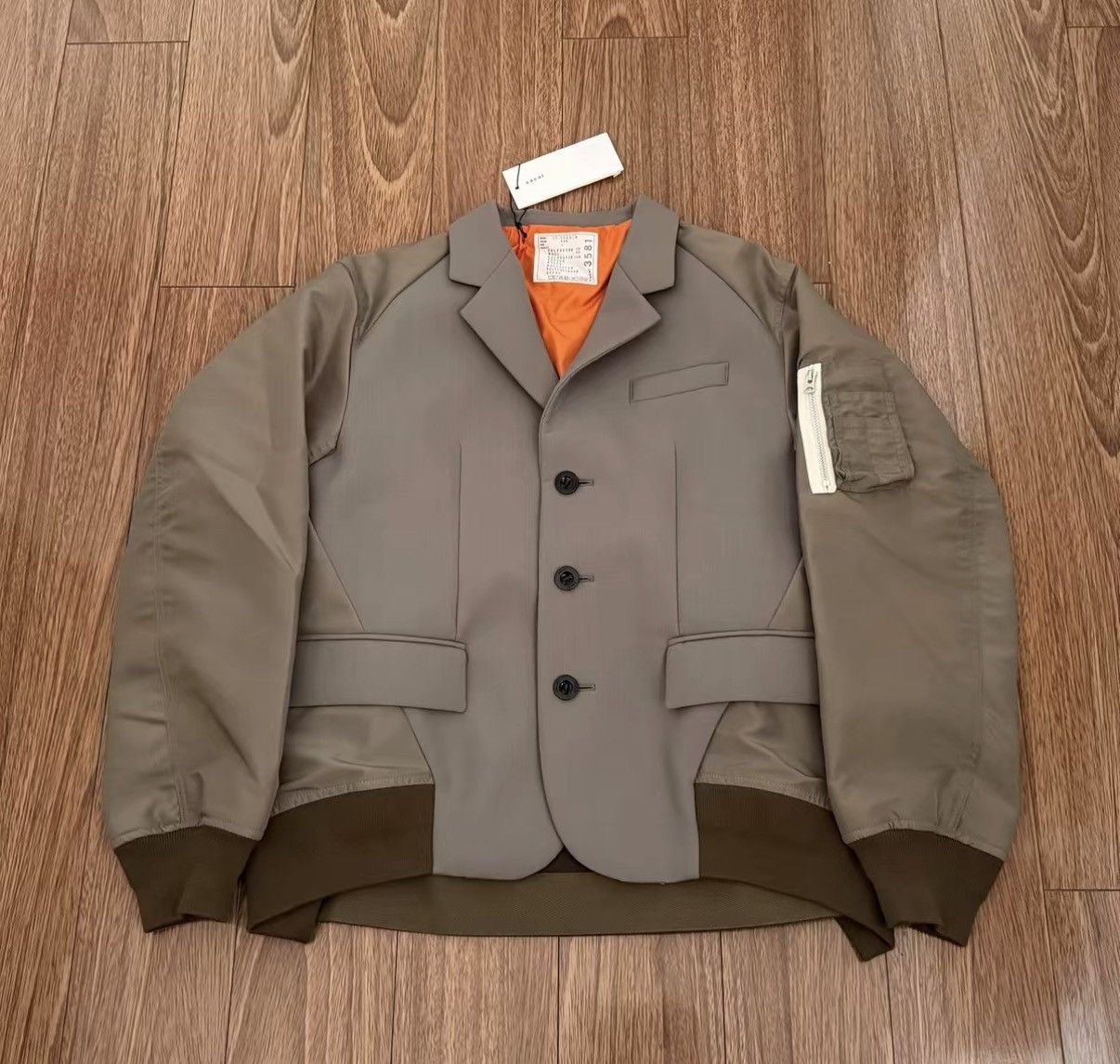 Sacai Sacai 25SS suiting bonding mix Paneled suit cotton jacket Size US S / EU 44-46 / 1 - 1 Thumbnail