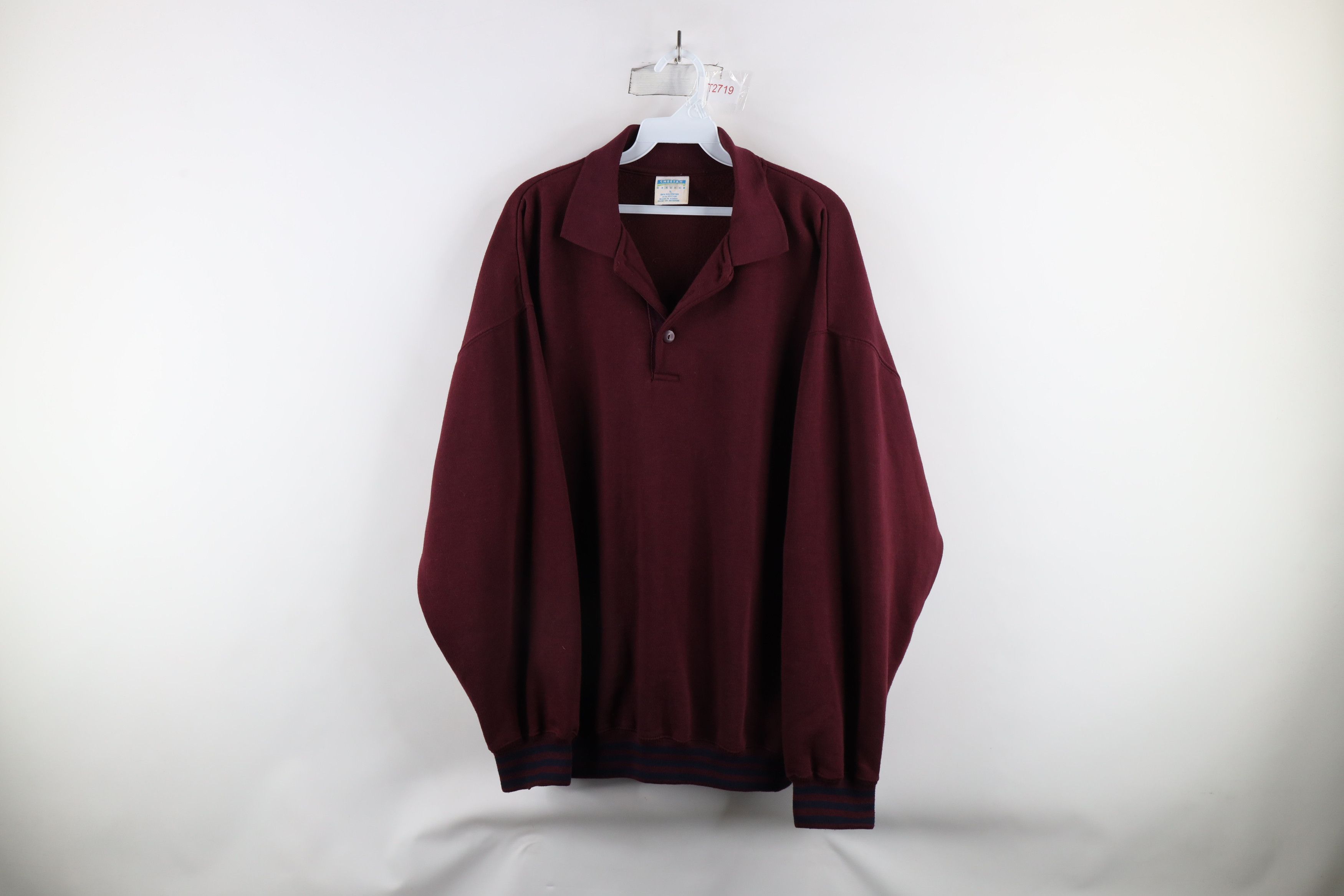 Vintage Vintage 90s Streetwear Striped Collared Henley Sweatshirt Size US L / EU 52-54 / 3 - 1 Thumbnail